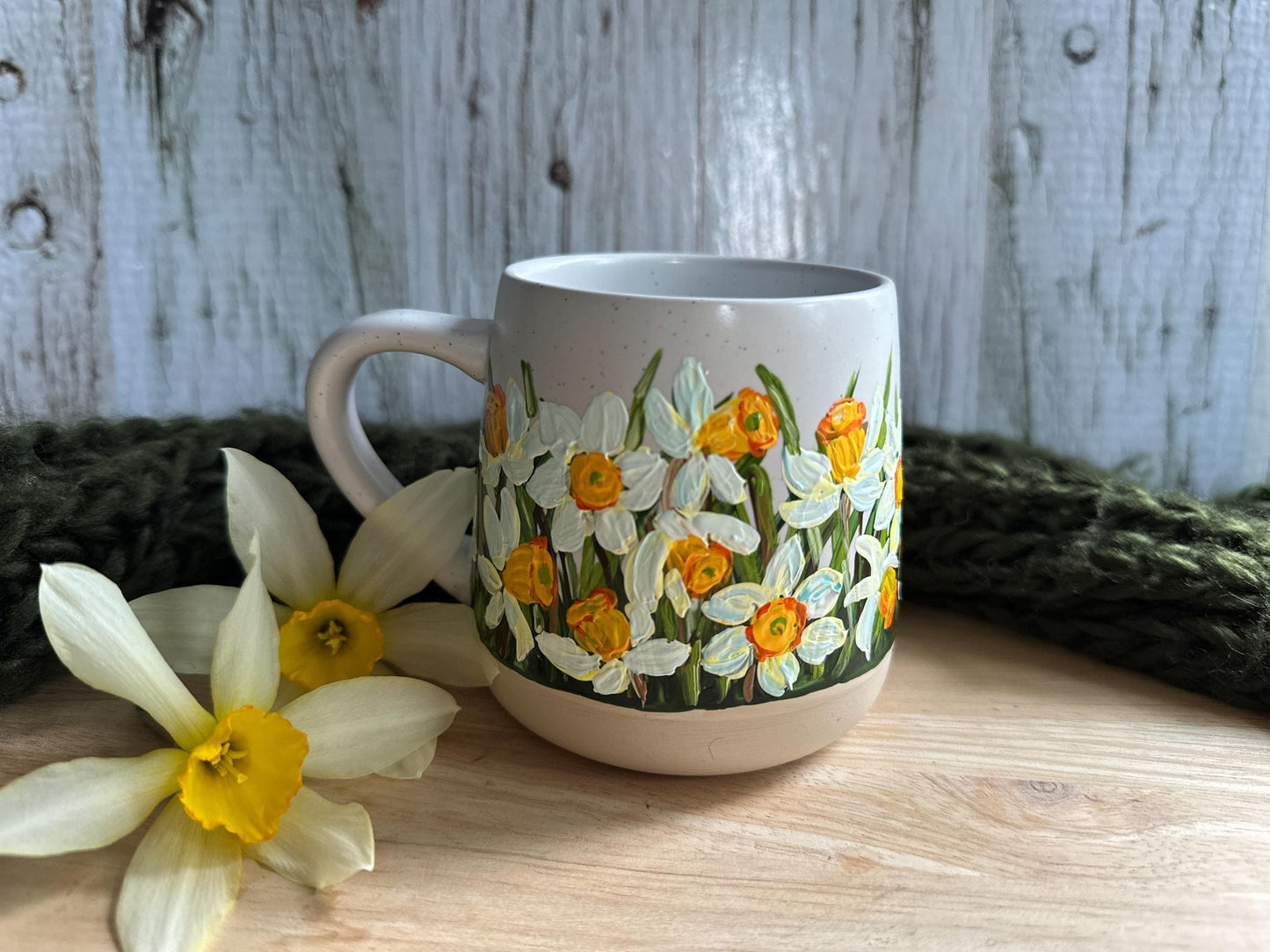 Hand Painted Daffodil Mug: March Birth Flower Gift