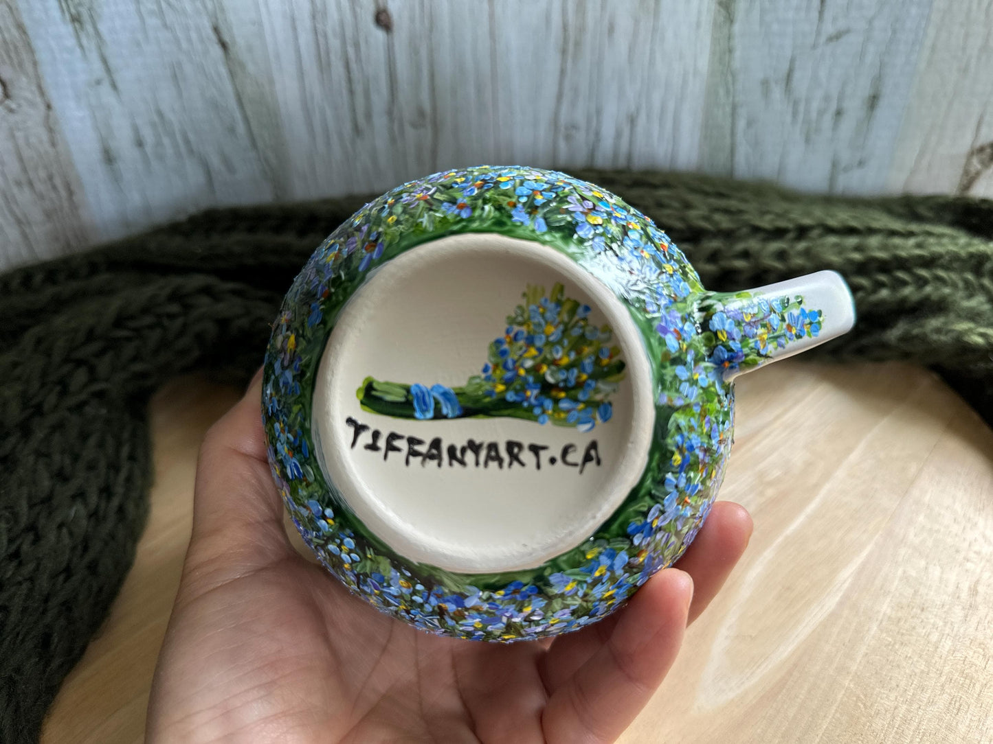 Hand Painted Forget-Me-Not Mug: Personalized Floral Gift