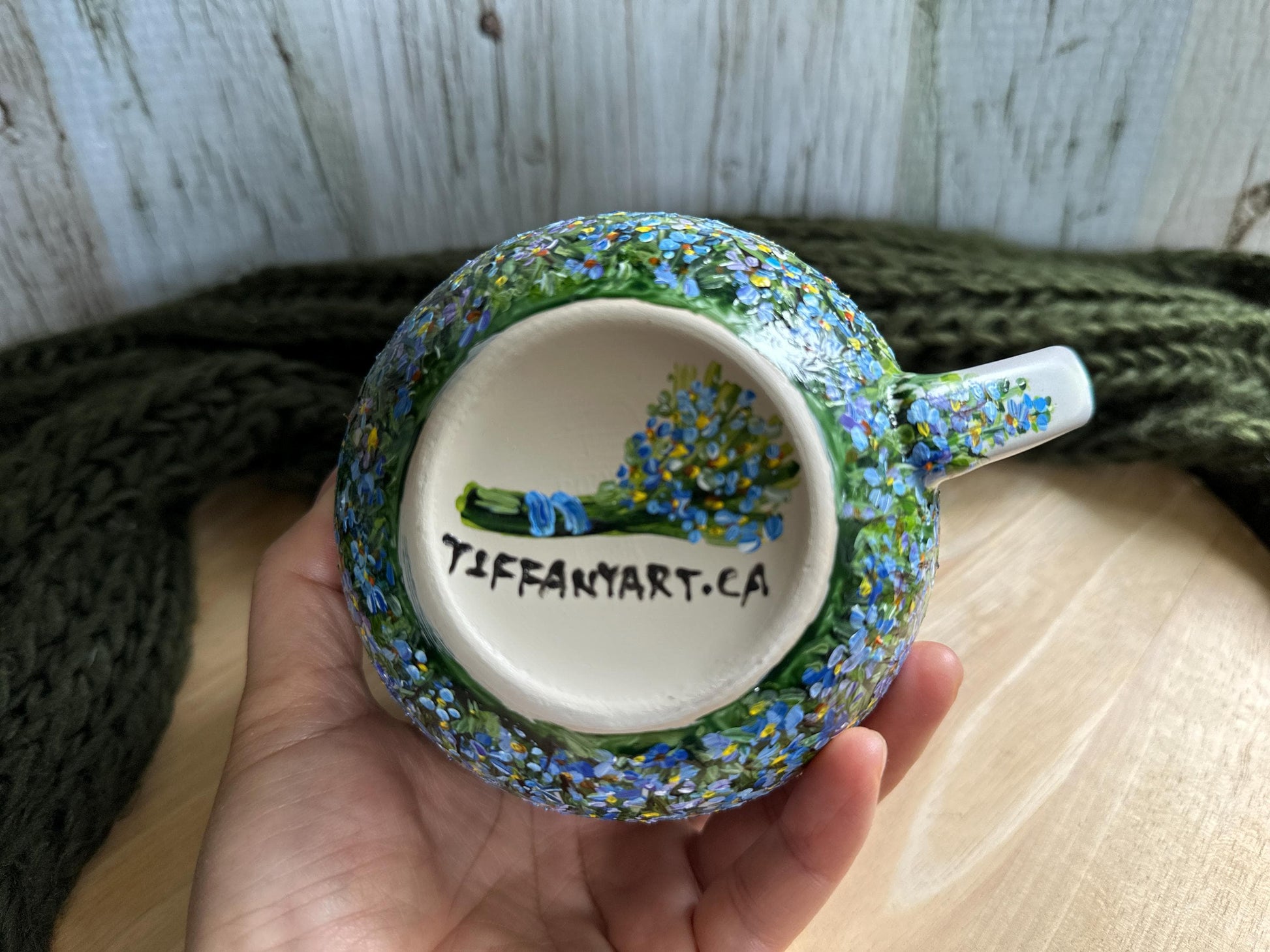 Hand Painted Forget-Me-Not Mug: Personalized Floral Gift