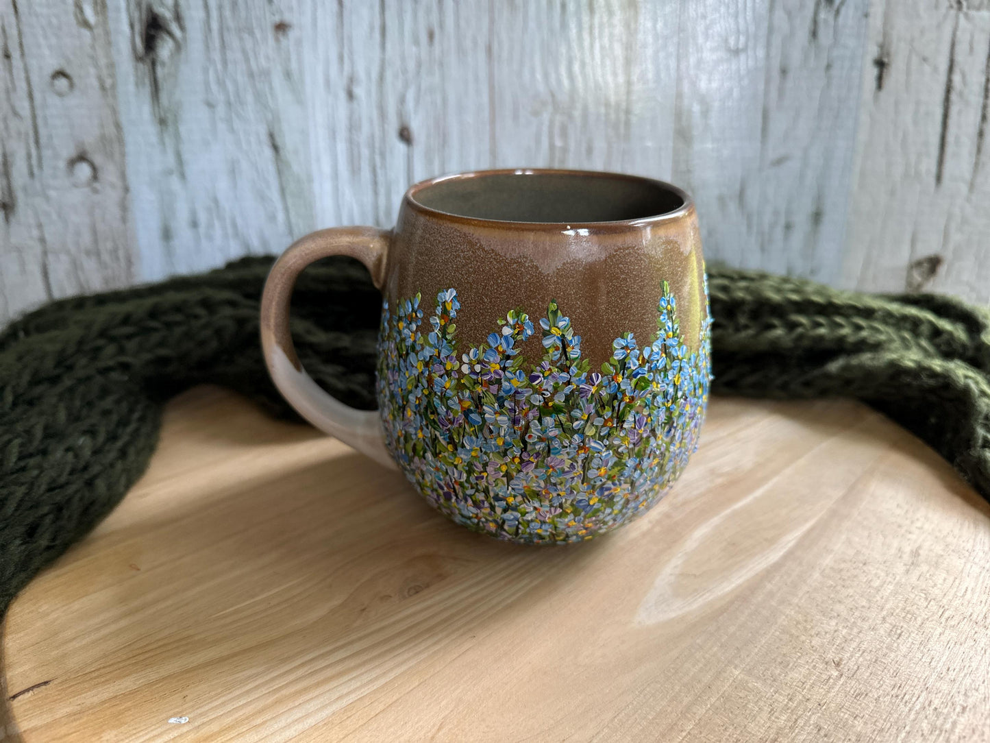 Hand Painted Forget-Me-Not Mug: Personalized Floral Gift