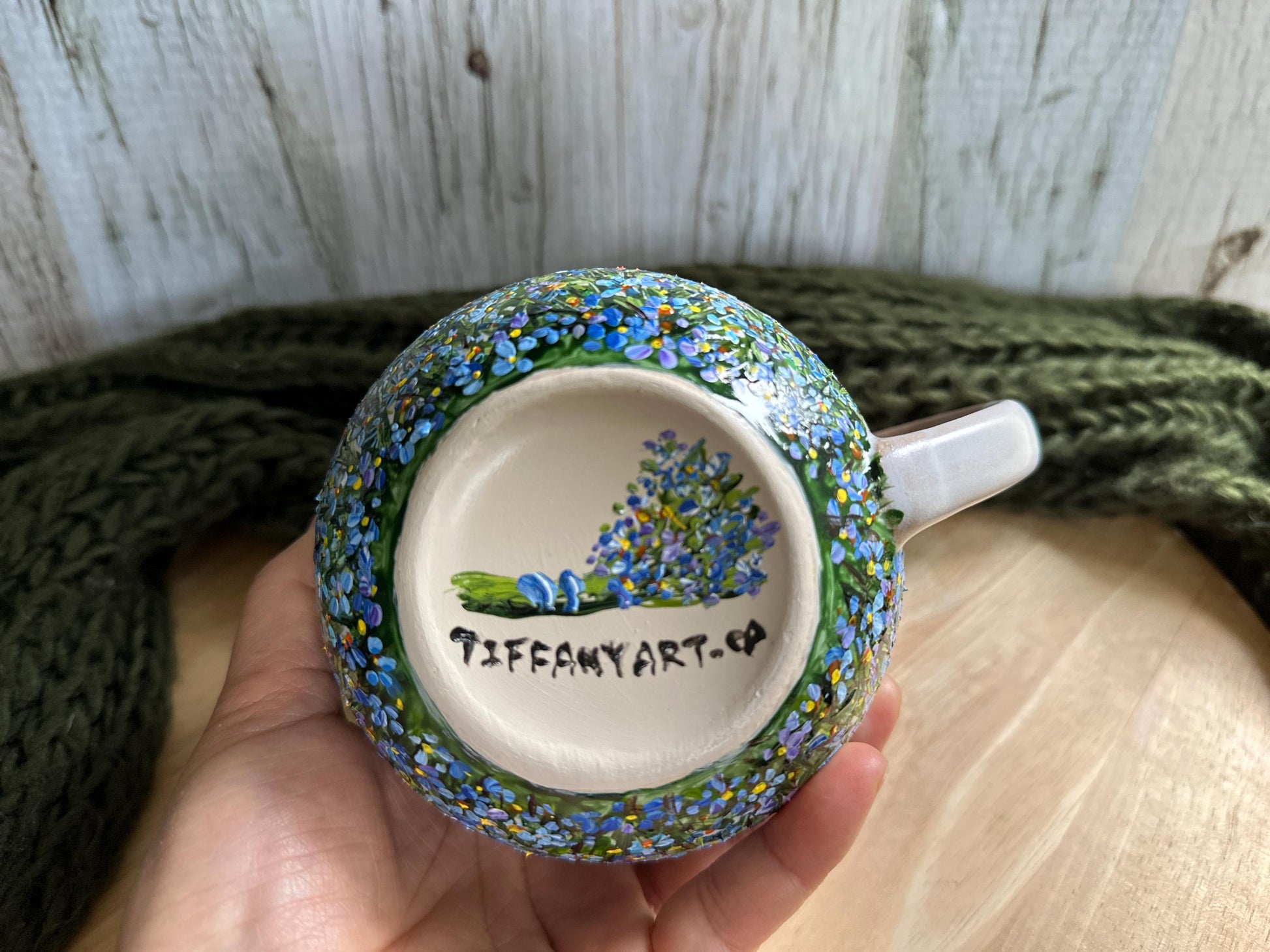 Hand Painted Forget-Me-Not Mug: Personalized Floral Gift