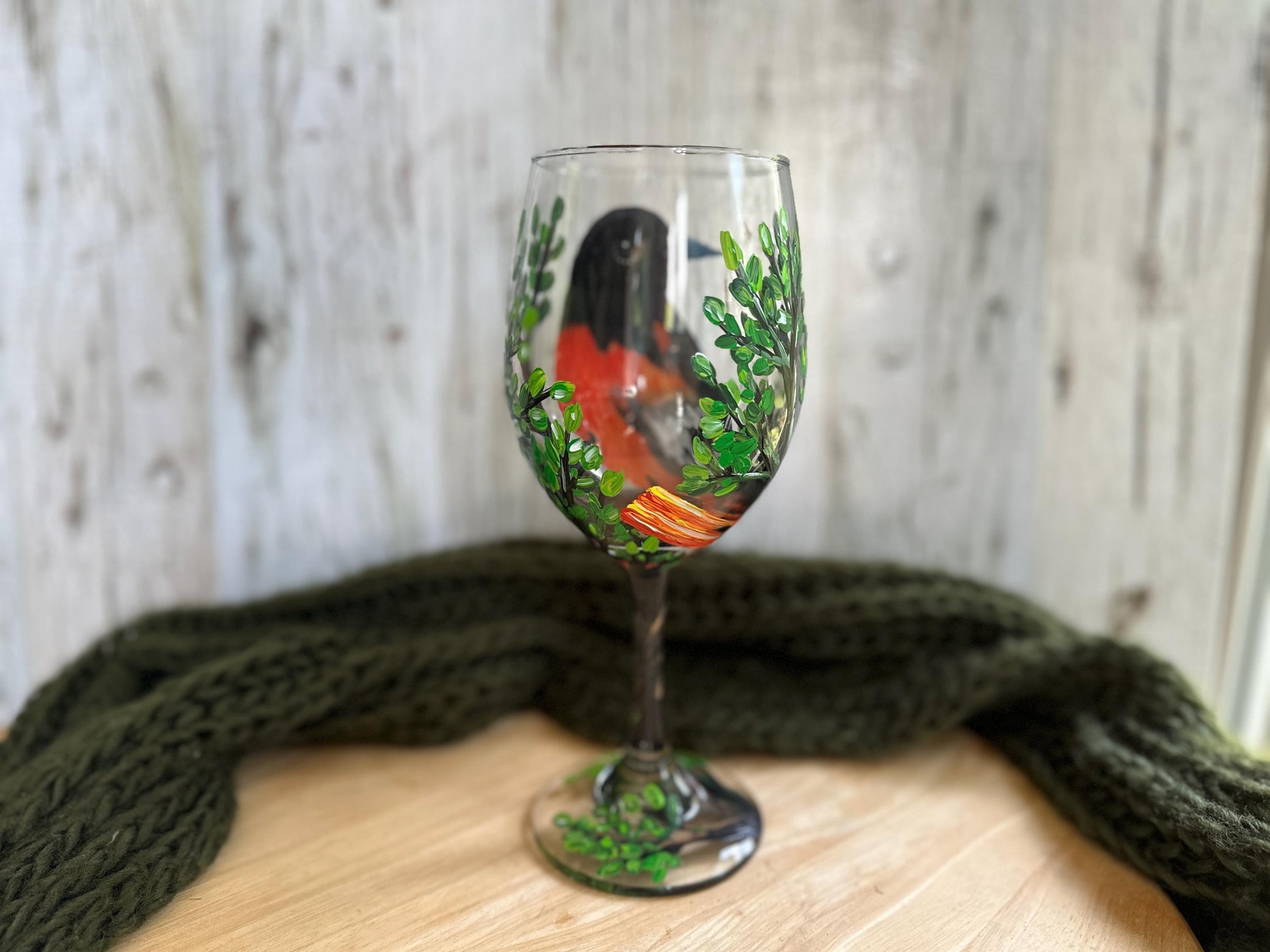 Hand Painted Baltimore Oriole Wine Glass, Baltimore Oriole Gifts, Baltimore Oriole Painting, Bird Wine Glass, Wedding gift, Bird Lover Gift