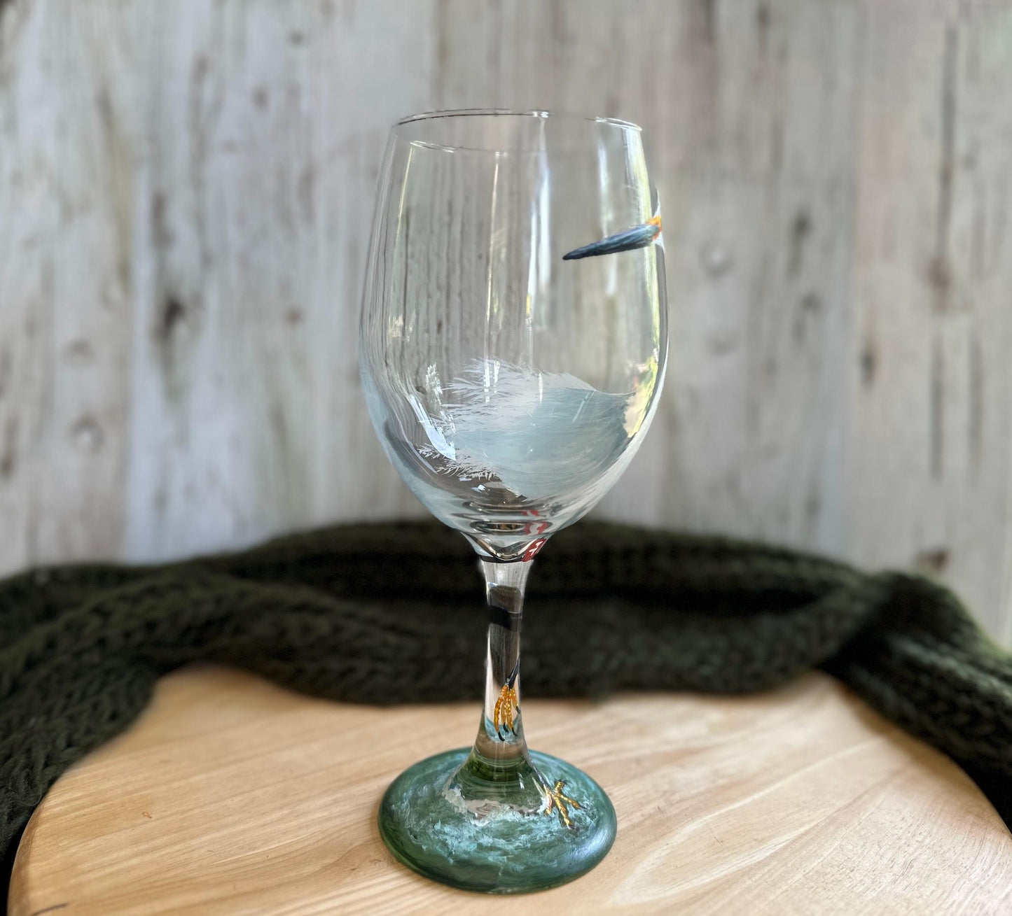 Hand Painted Snowy Egret Wine Glass: Bird Lover Gift