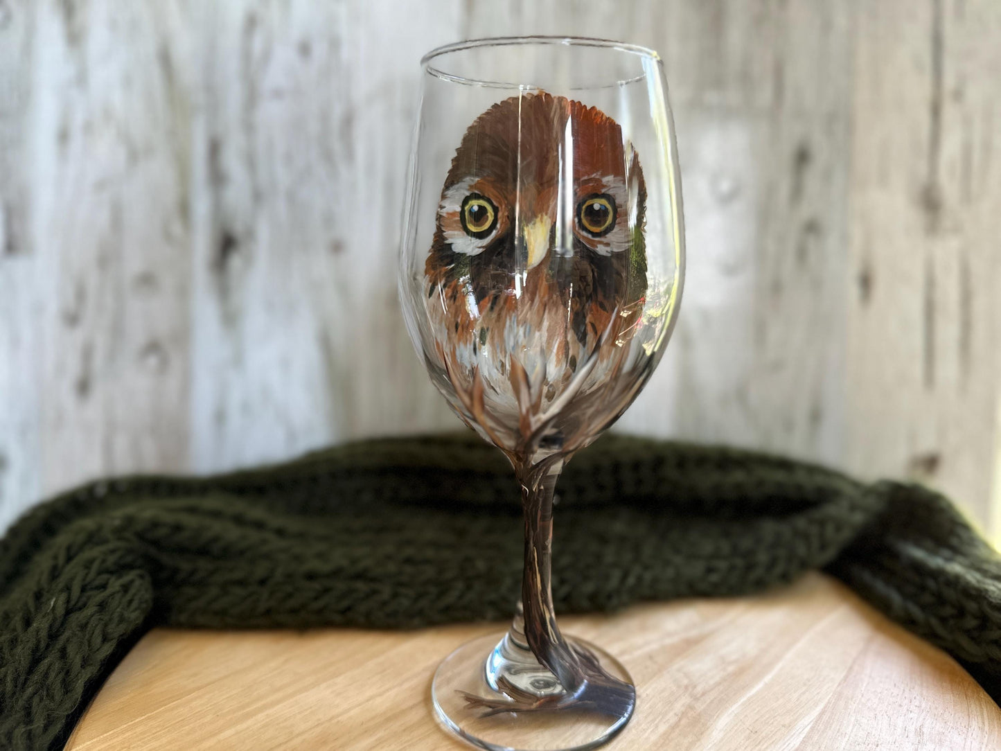 Hand Painted Owl Wine Glass: Unique Bird Lover Gift, Owl Lover Gift, Birthday Owl for Her, Boss, Teacher Thank you Gift