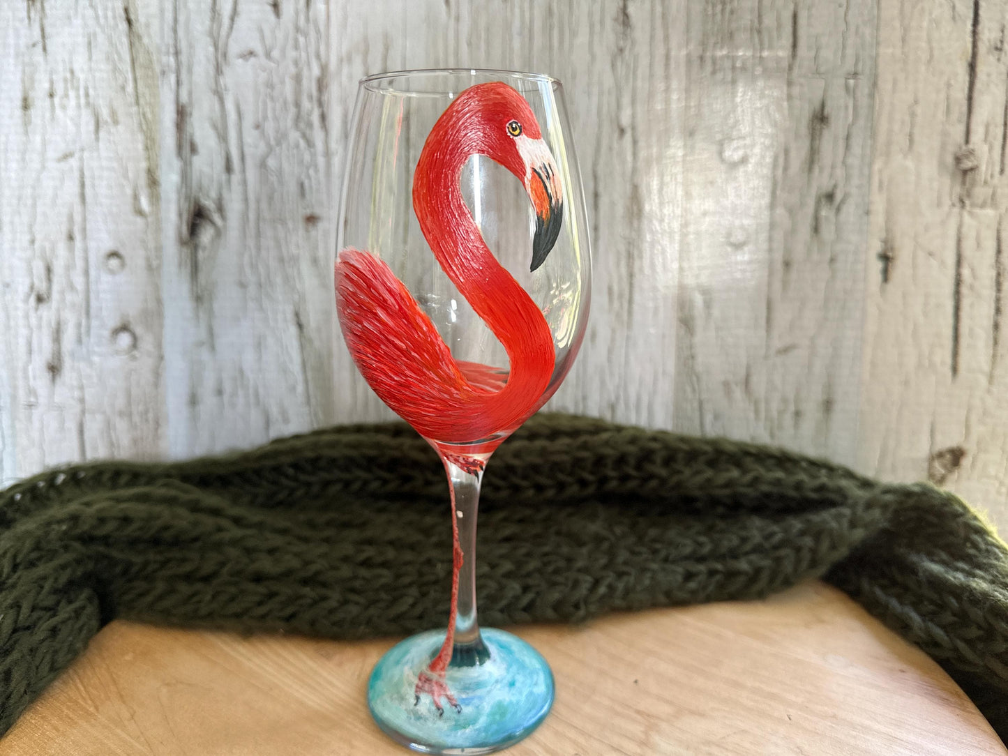 Hand-Painted American Flamingo Wine Glass: Bird Lover Gift