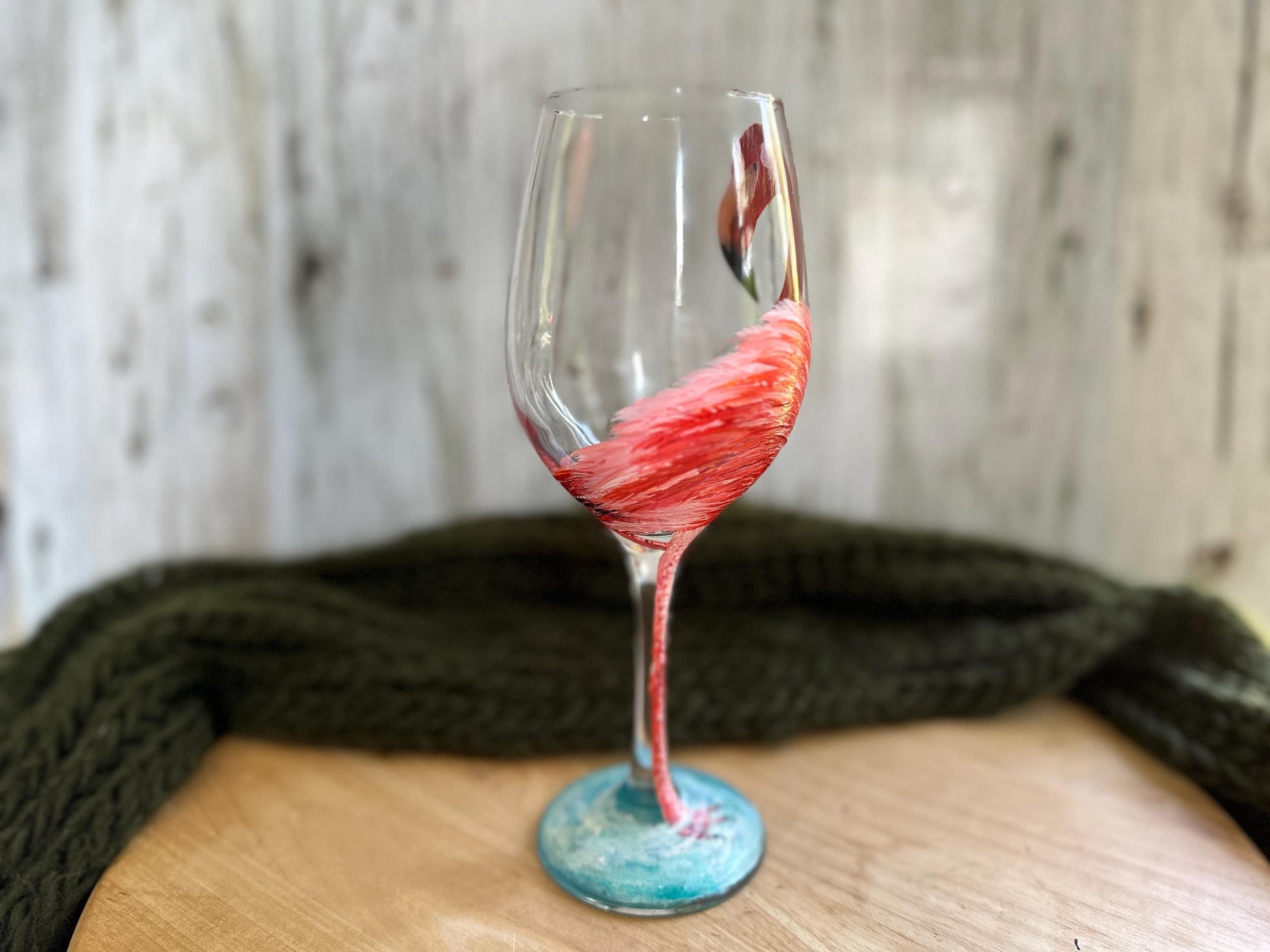 Hand-Painted American Flamingo Wine Glass: Bird Lover Gift