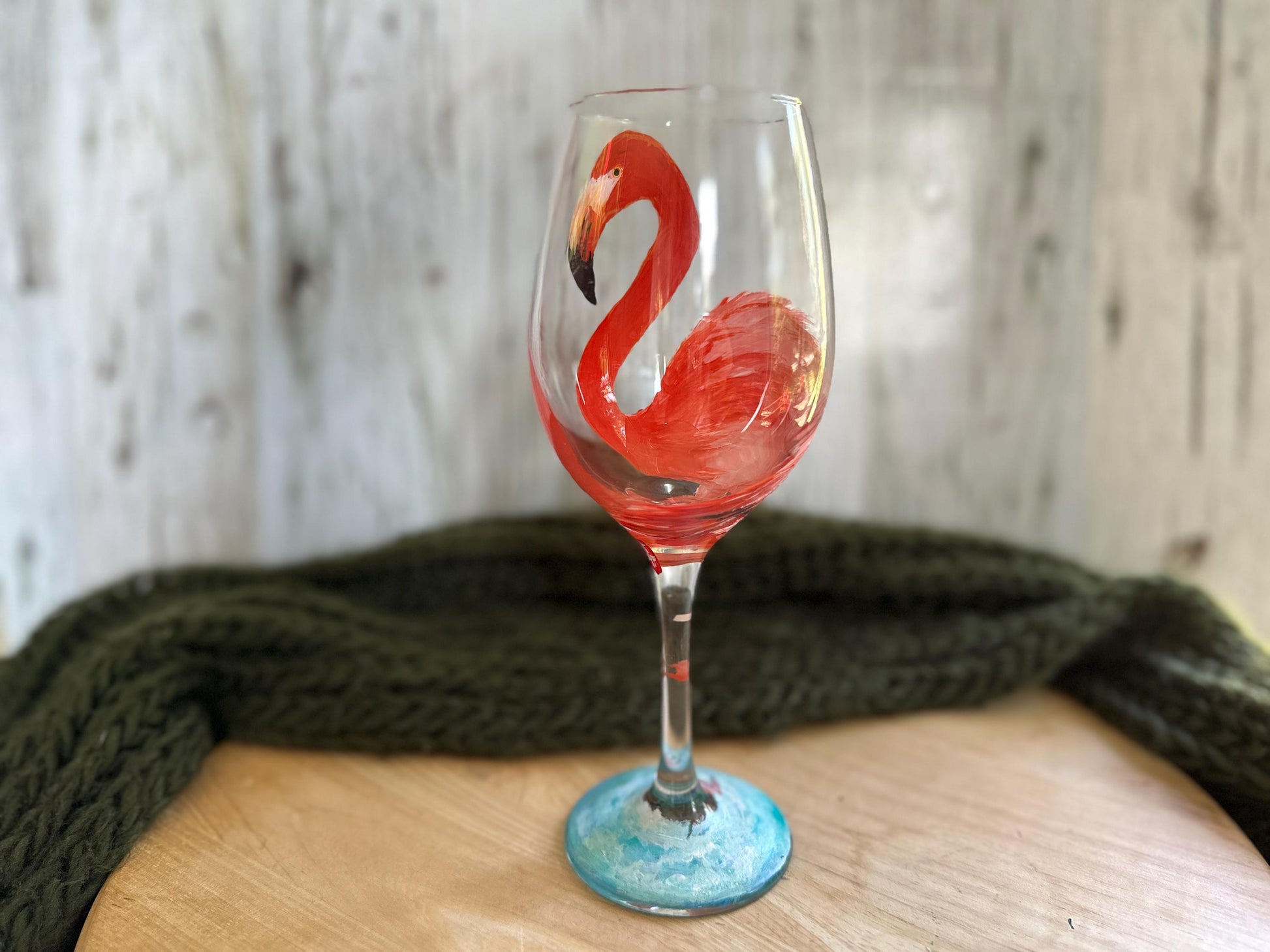 Hand-Painted American Flamingo Wine Glass: Bird Lover Gift