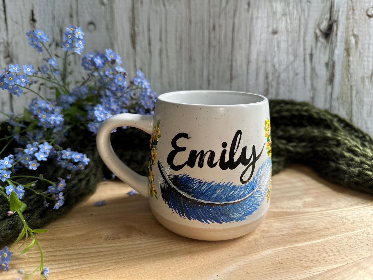 Hand Painted Bird Mug, Eastern BlueBird, Bird Gift for Dad, Bird Mom Gift, Bluebird Lover Gift, Bluebird Birthday Gift, Custom Name Mug Gift