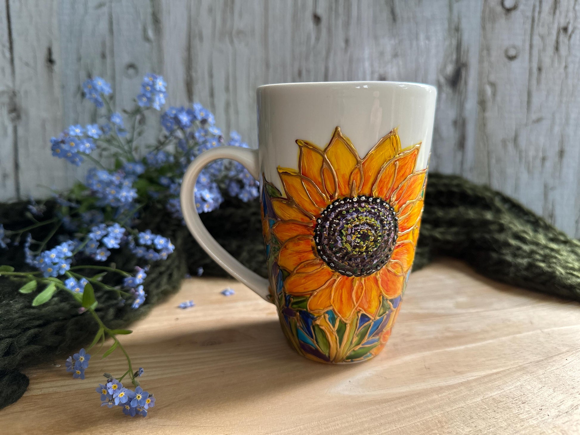 Hand Painted Sunflower Mug: Personalized Floral Gift