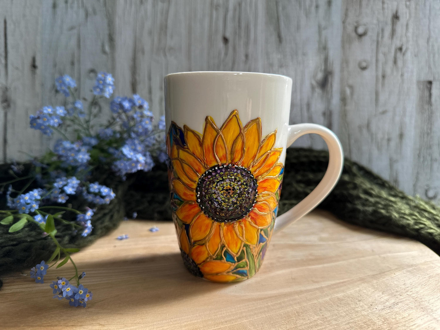 Hand Painted Sunflower Mug: Personalized Floral Gift