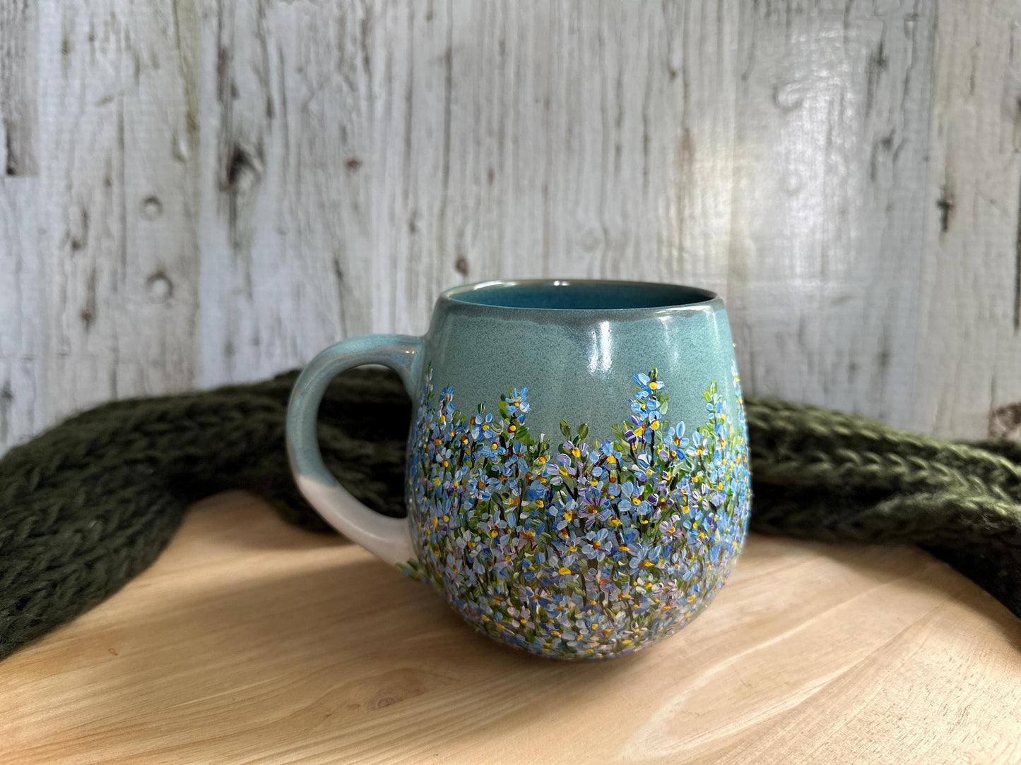 Hand Painted Forget-Me-Not Mug: Personalized Floral Gift