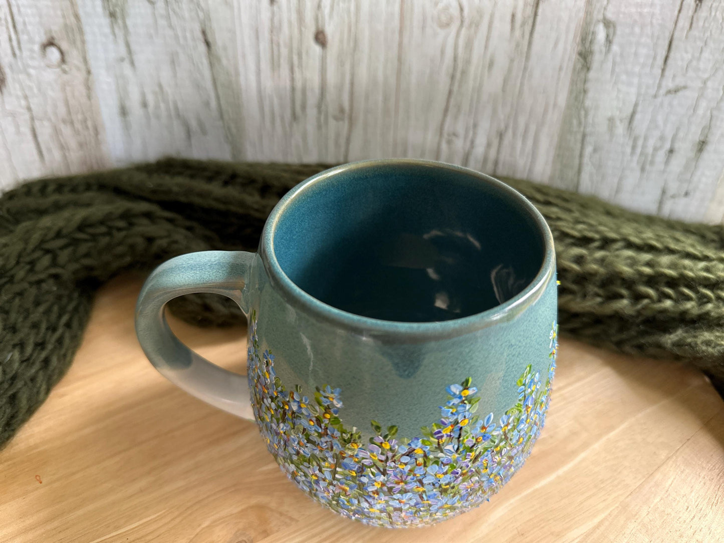 Hand Painted Forget-Me-Not Mug: Personalized Floral Gift
