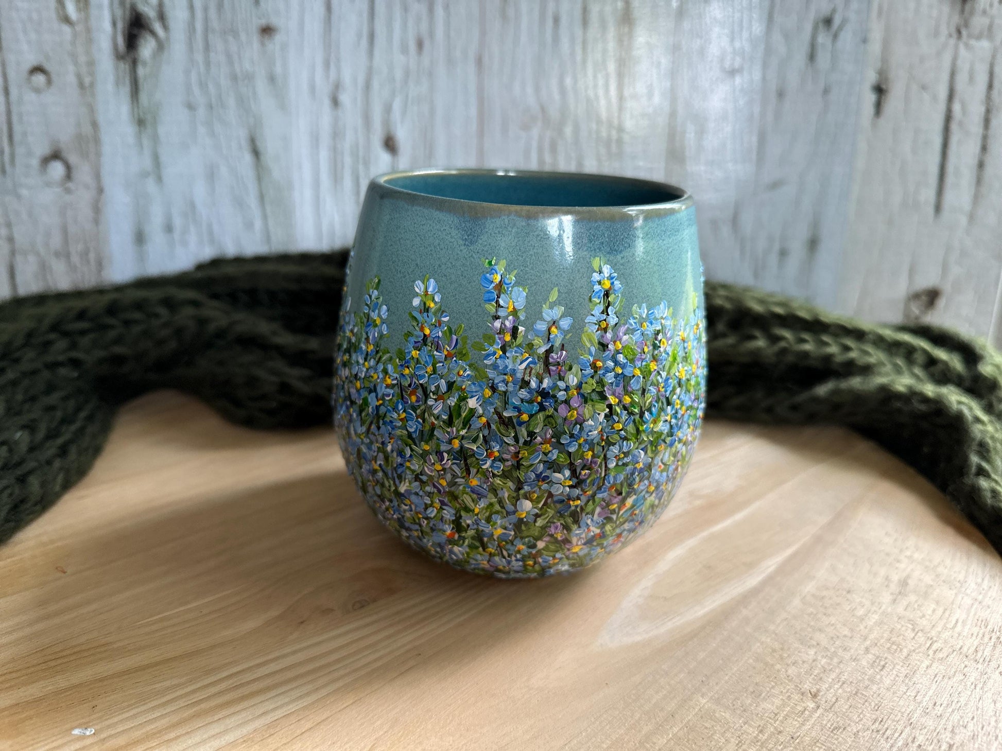 Hand Painted Forget-Me-Not Mug: Personalized Floral Gift