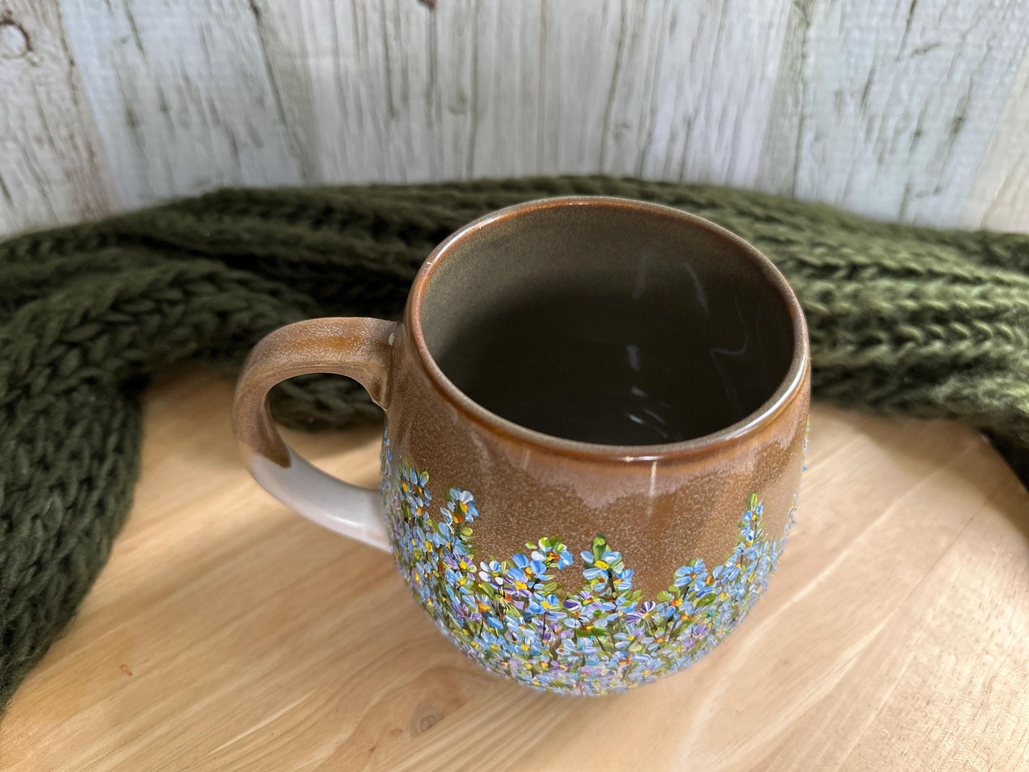 Hand Painted Forget-Me-Not Mug: Personalized Floral Gift