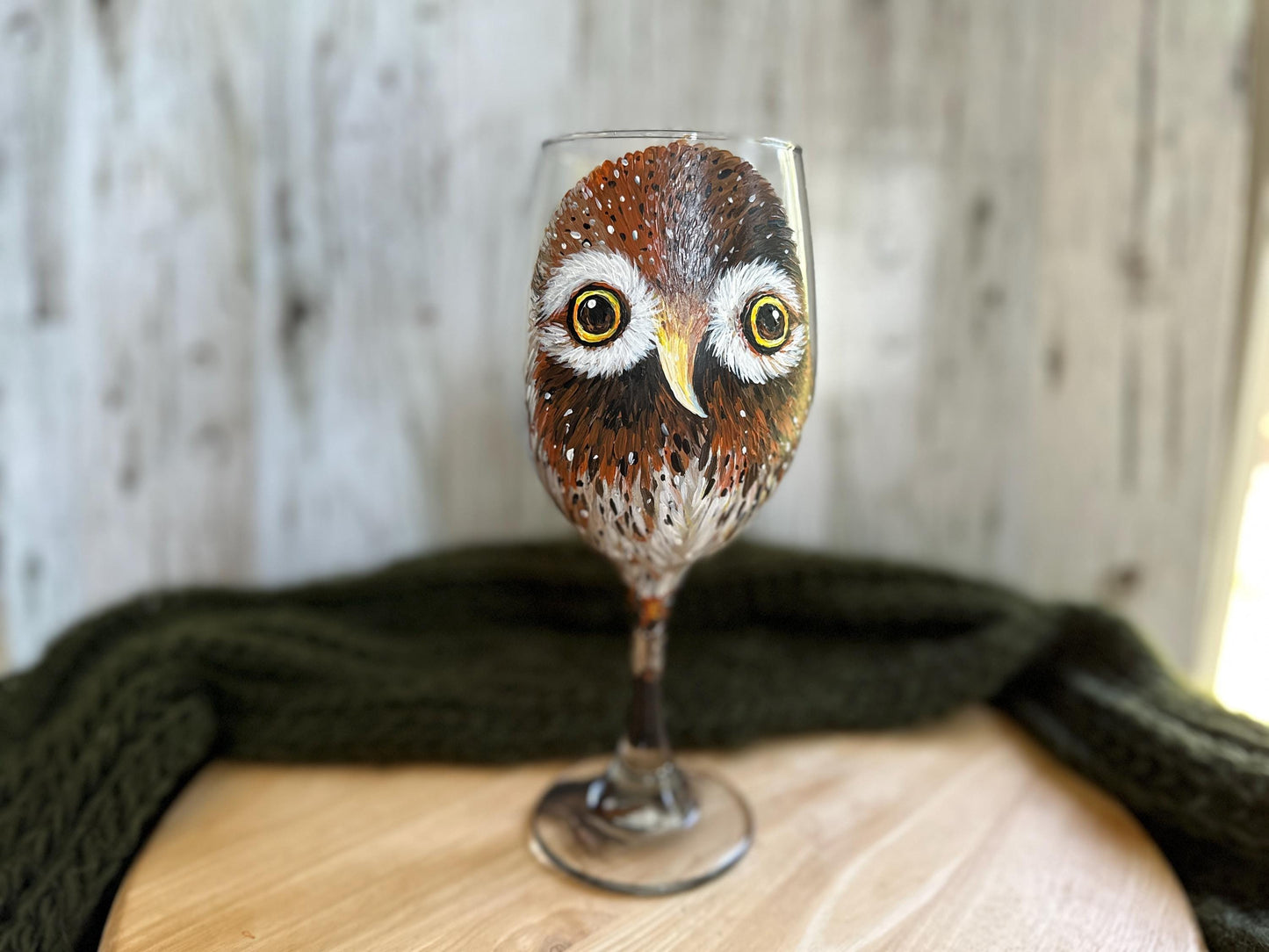 Hand Painted Owl Wine Glass: Unique Bird Lover Gift, Owl Lover Gift, Birthday Owl for Her, Boss, Teacher Thank you Gift