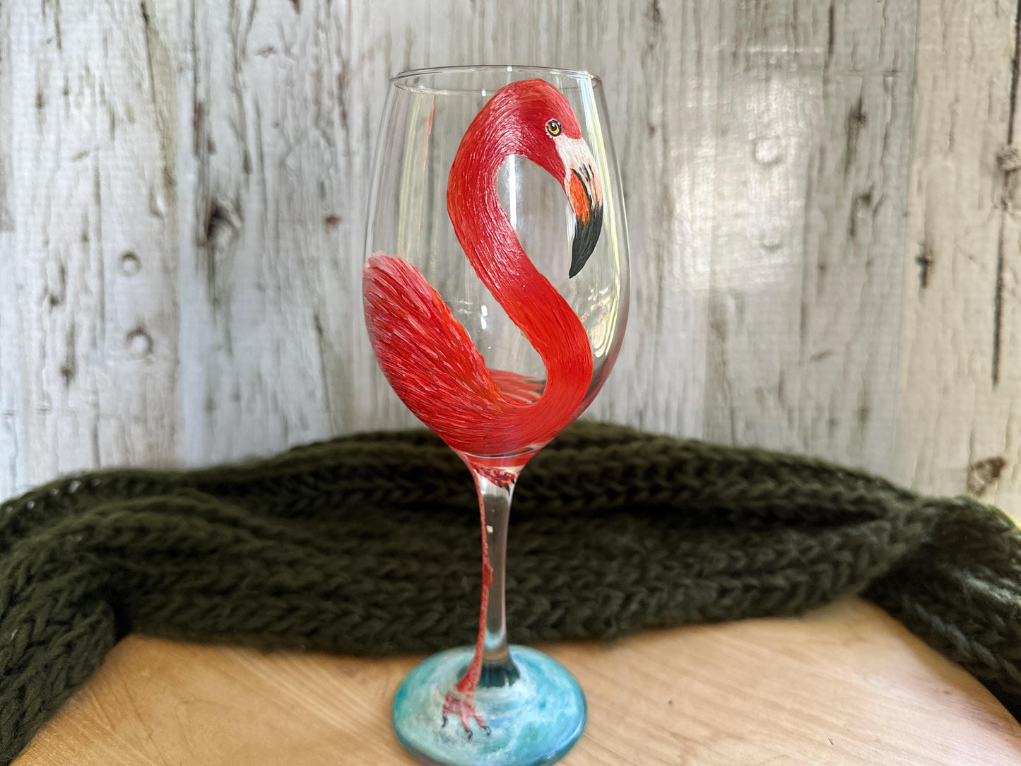 Hand-Painted American Flamingo Wine Glass: Bird Lover Gift