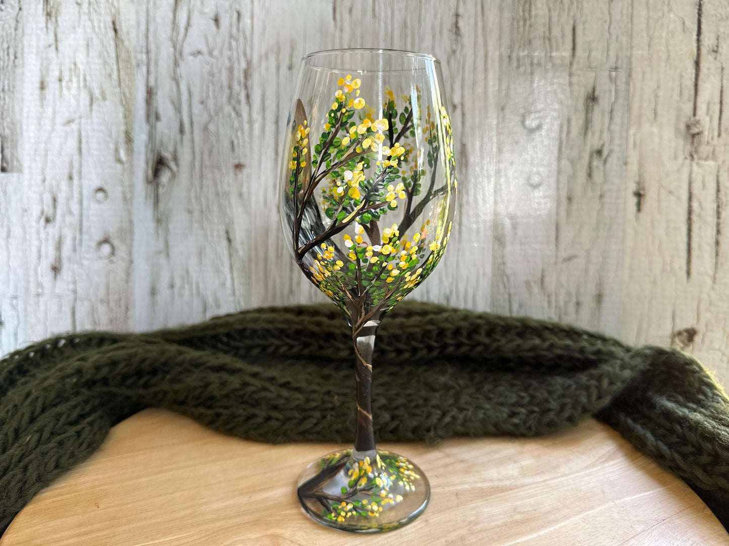 Hand Painted Goldfinch Wine Glass: Bird Lover Gift