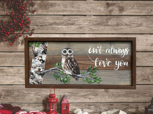 Hand-Painted Owl Art, Rustic Wood Sign, Owl Lover Gift