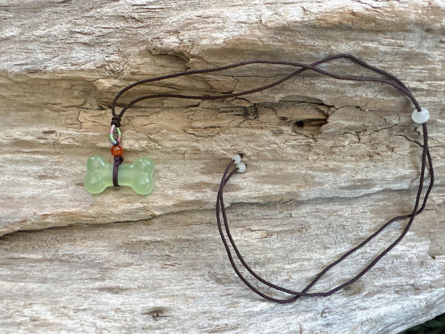 Hand Carved Jade Bone Necklace: Dog Lover Gift