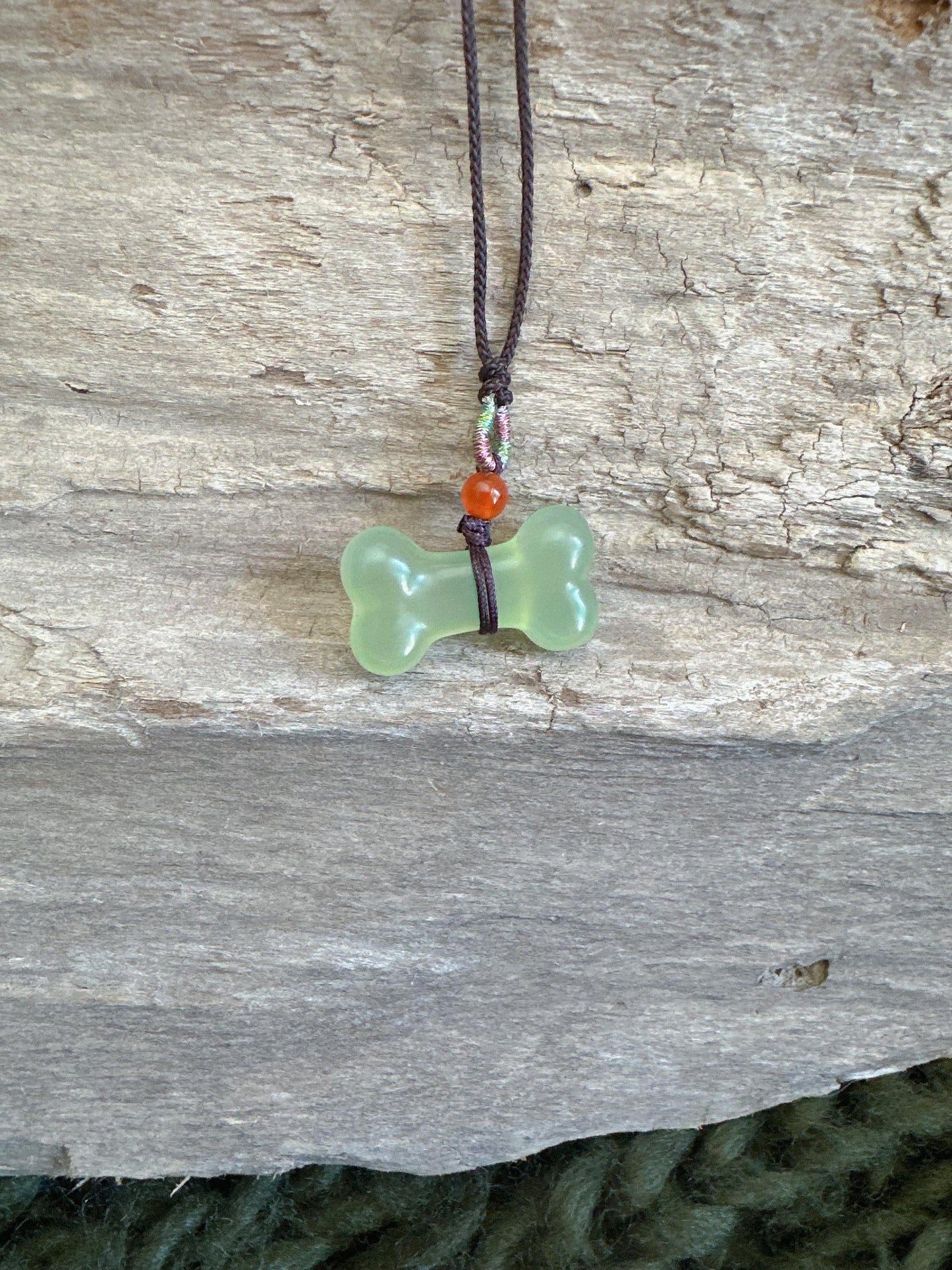 Hand Carved Jade Bone Necklace: Dog Lover Gift
