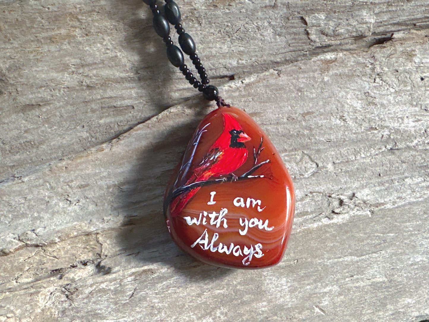 Handmade Agate Pendant Necklace, Christmas Cardinal Gift, Cardinal Bird, Bird Jewelry, Cardinal In Loving Memory,Remembrance Gift, Sympathy
