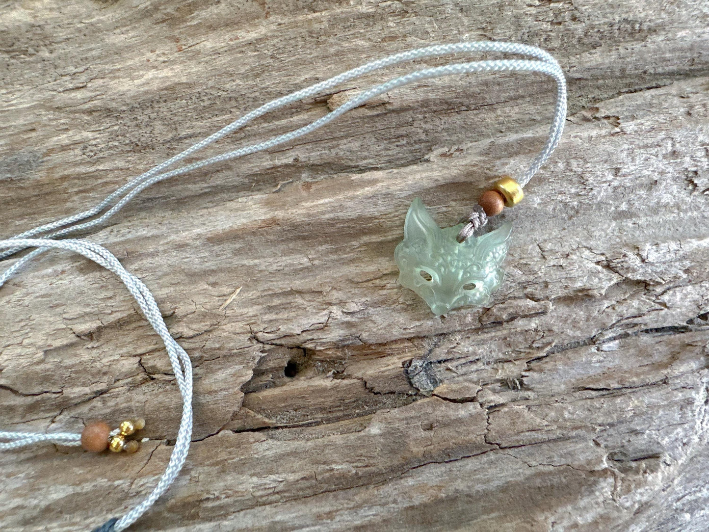 Jade Fox Necklace: Natural Untreated Jade Pendant, Hand-Carved