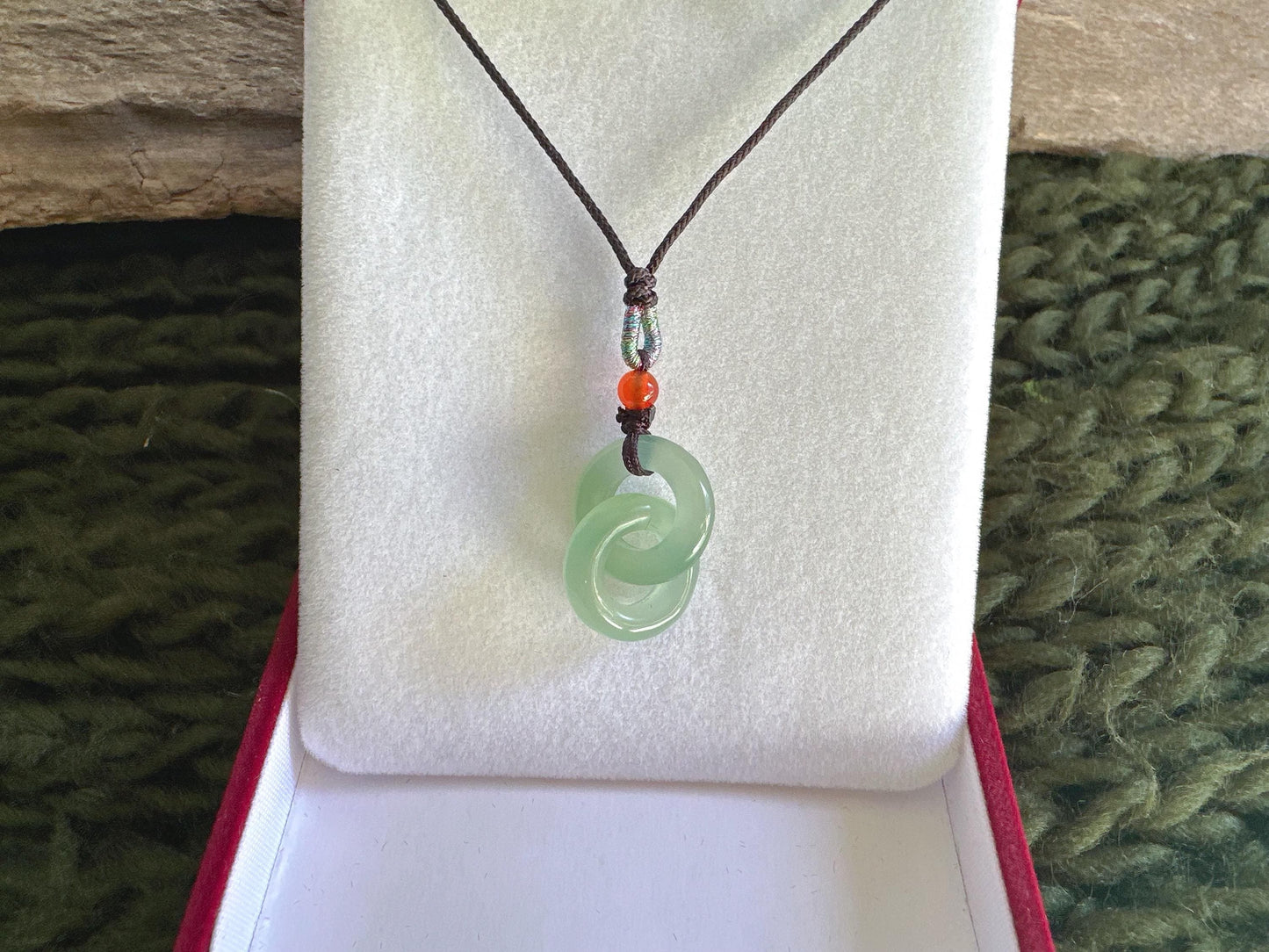 Double Round Jade Pendant, Lucky Donut Jade Necklace, Green Jade Jewelry Gift, Gift for Best Friend, Wedding Gift For Couple