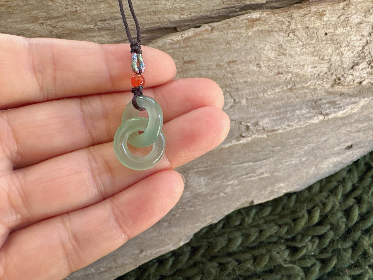 Double Round Jade Pendant, Lucky Donut Jade Necklace, Green Jade Jewelry Gift, Gift for Best Friend, Wedding Gift For Couple