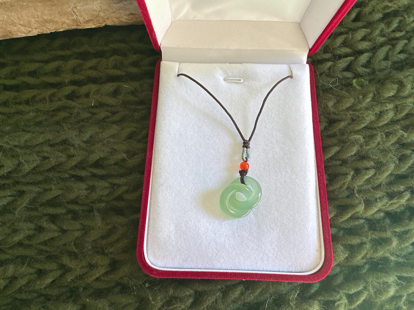Double Round Jade Pendant, Lucky Donut Jade Necklace, Green Jade Jewelry Gift, Gift for Best Friend, Wedding Gift For Couple