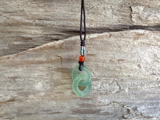 Double Round Jade Pendant, Lucky Donut Jade Necklace, Green Jade Jewelry Gift, Gift for Best Friend, Wedding Gift For Couple