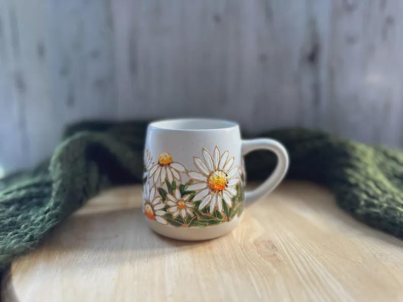 Hand Painted Forget Me Not Mug, Custom Flower Mug, Blue Flower Mug, Forget Me Not Lover Gift, Personalized Name Cup, Gift for Mom, Teacher
