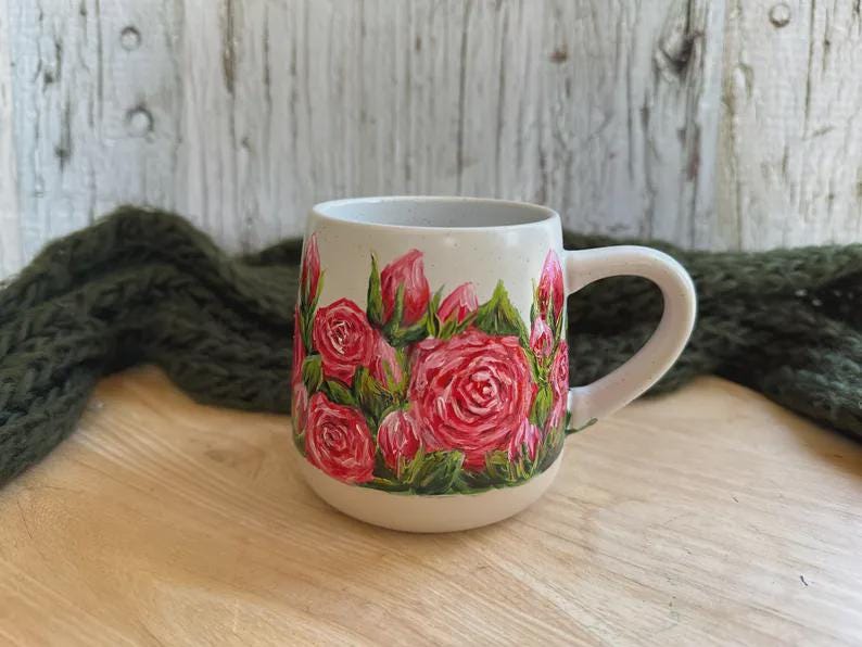 Hand Painted Forget Me Not Mug, Custom Flower Mug, Blue Flower Mug, Forget Me Not Lover Gift, Personalized Name Cup, Gift for Mom, Teacher