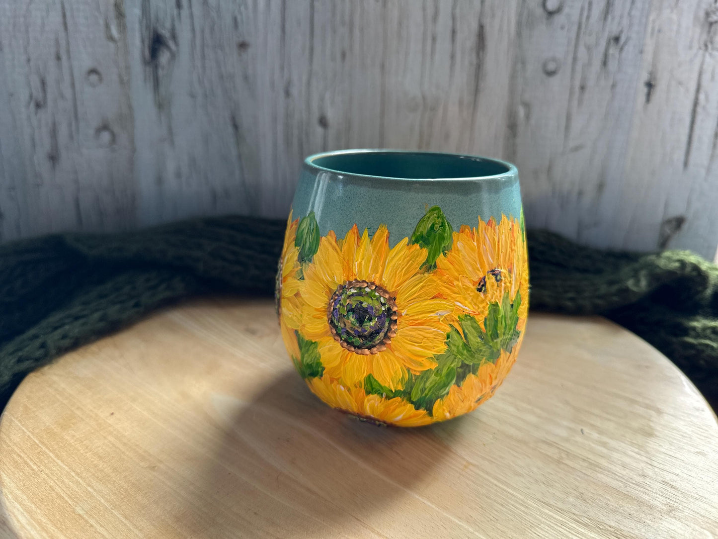 Hand Painted Sunflower Mug, Large 20oz Mug, Fall Flower Gift, Personalized Floral Gift, Sunflower Lover Gift, Thanksgiving Gift For Mom