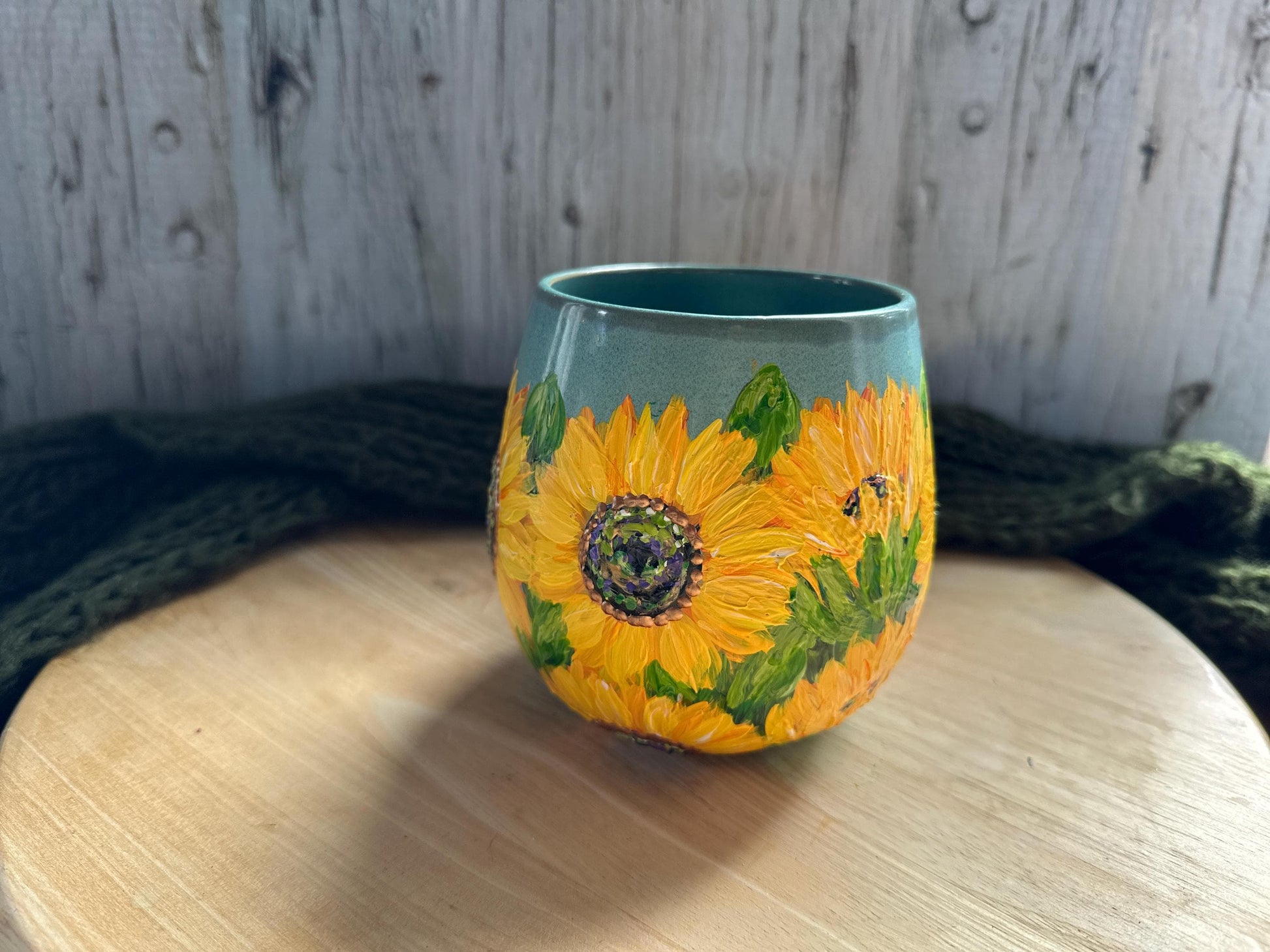 Hand Painted Sunflower Mug, Large 20oz Mug, Fall Flower Gift, Personalized Floral Gift, Sunflower Lover Gift, Thanksgiving Gift For Mom