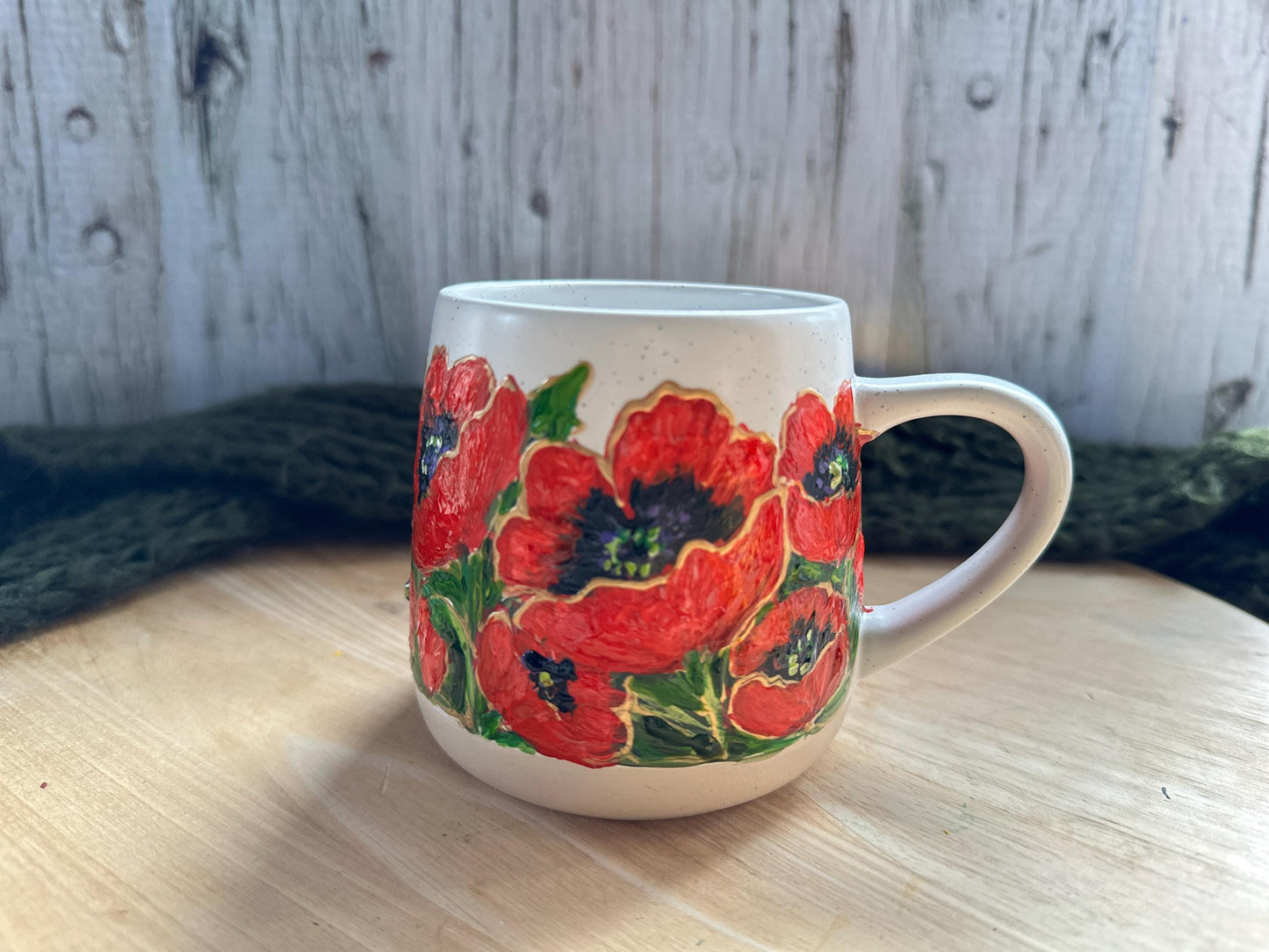 Hand Painted Poppy Mug, August Birth Flower Mug, Birth Month Floral Gift, August Wedding Gift, Bridesmaid Gift, August Gift, Birthday Mug