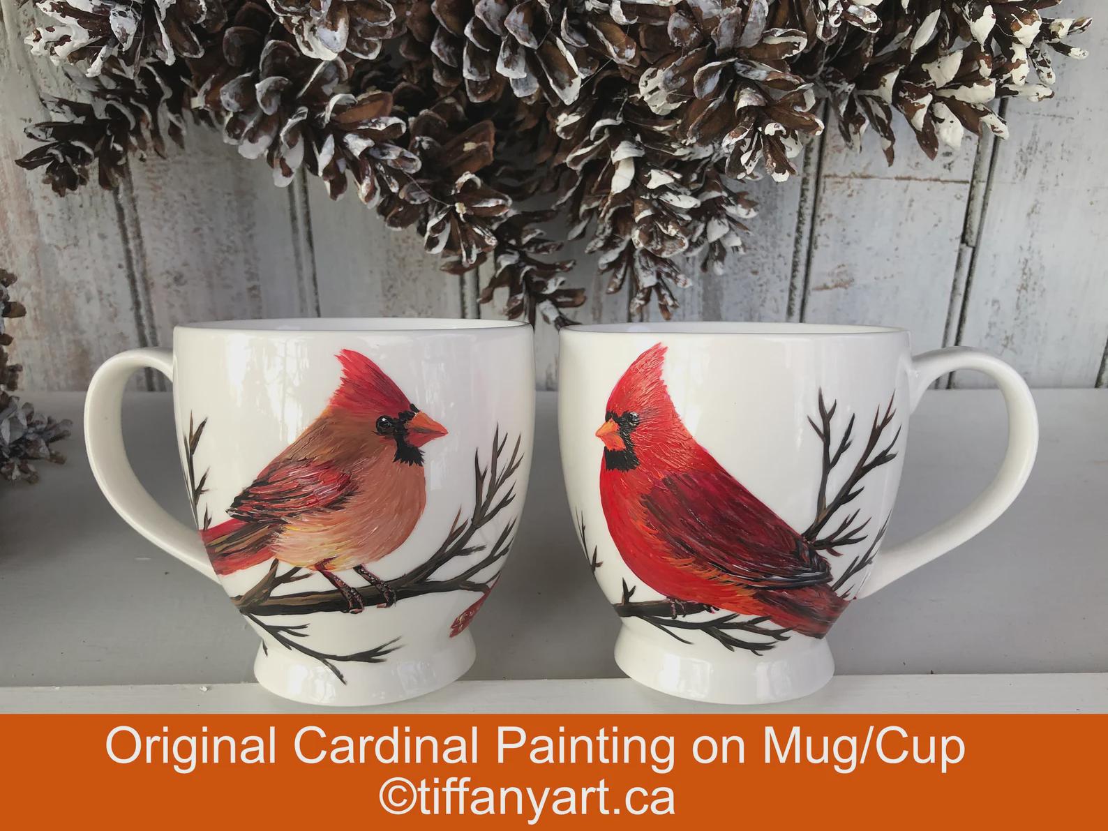 Personalized Bird Coffee Mug: Hand-Painted Robin Bird Art, Hummingbird Gift
