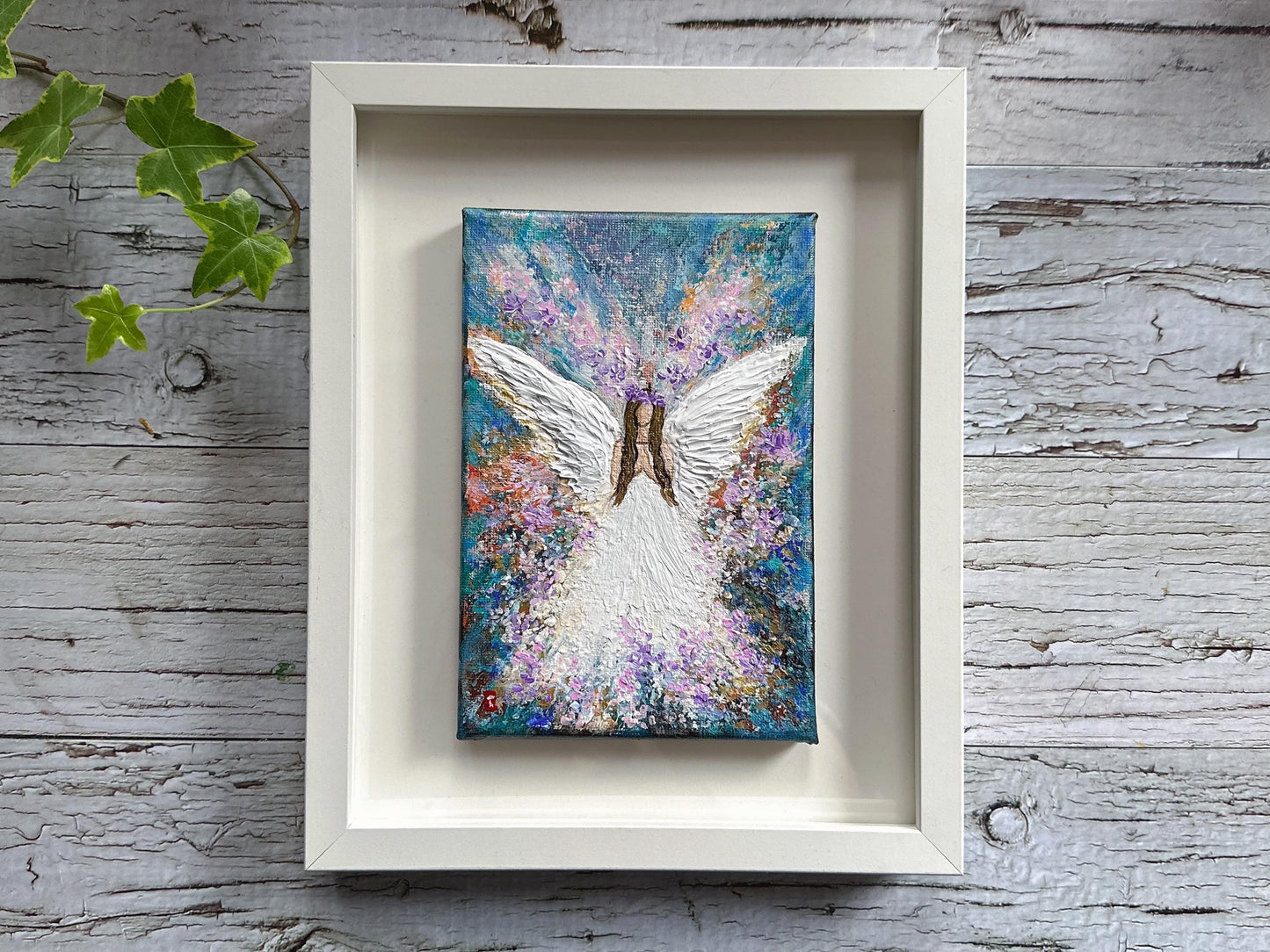 Original Angel Painting - Floral Burst Wings, Guardian Angel Wall Art