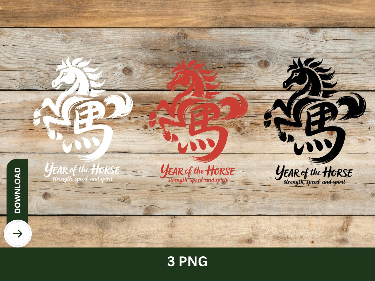 Digital Horse PNG, Chinese Horse New Year 2026, Horse Year, Chinese Zodiac, China New Year 2026, Lunar New Year Horse Gift, Horse Lover Gift