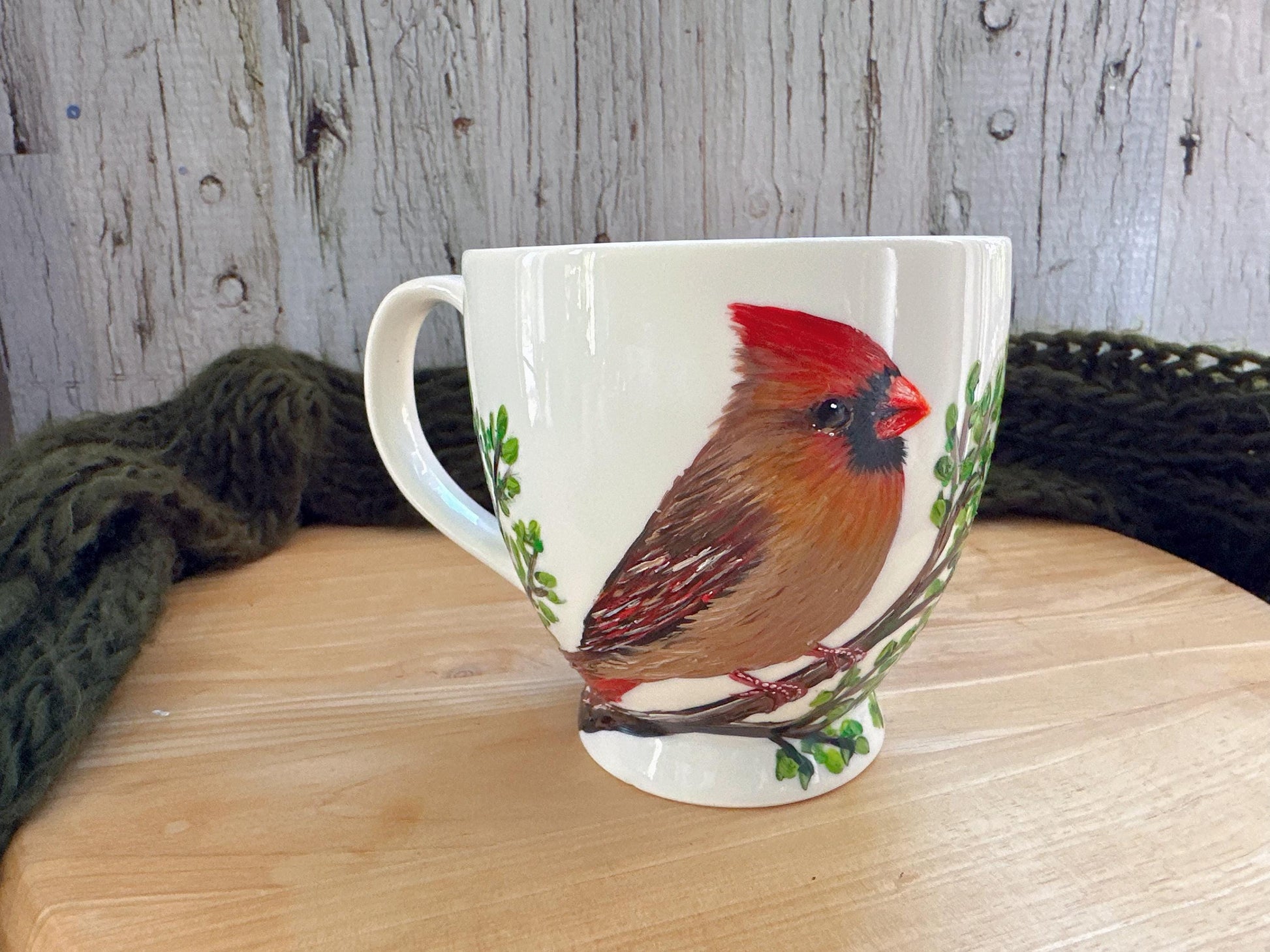 Hand Painted Cardinal Mug, Personalized Bird Lover Gift, Cardinal Gift for Mom, Memorial Gift, Bird Couple Coffee Cup