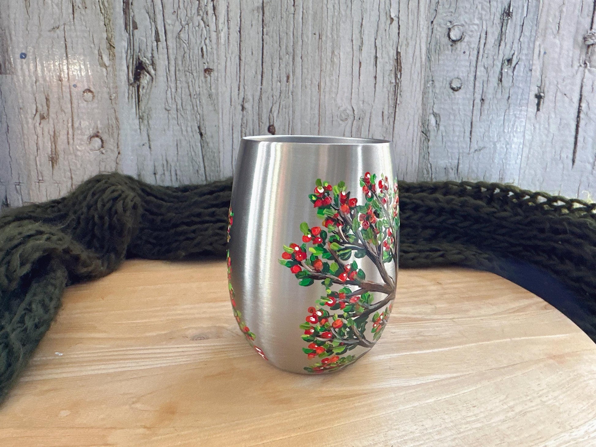 Hand Painted Cardinal Stainless Steel Wine Glass, Red Cardinal Gift, Papa Bird, Fathers Day Gift, Gift For Dad, New Dad Gift