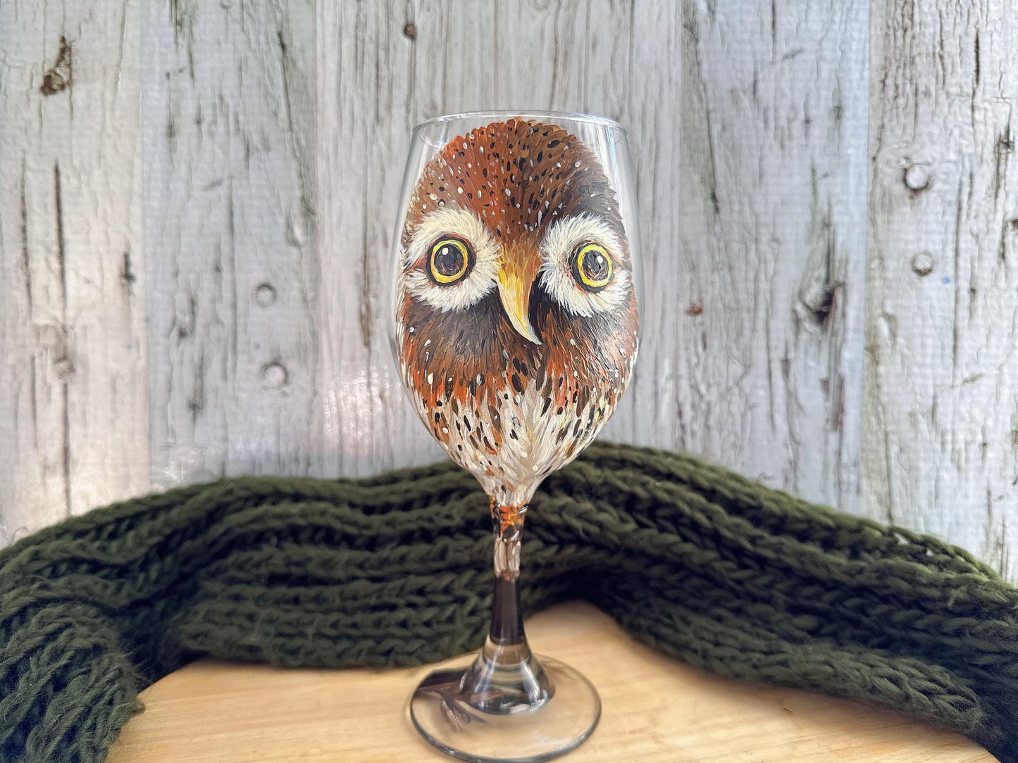 Hand Painted Owl Wine Glass: Unique Bird Lover Gift, Owl Lover Gift, Birthday Owl for Her, Boss, Teacher Thank you Gift