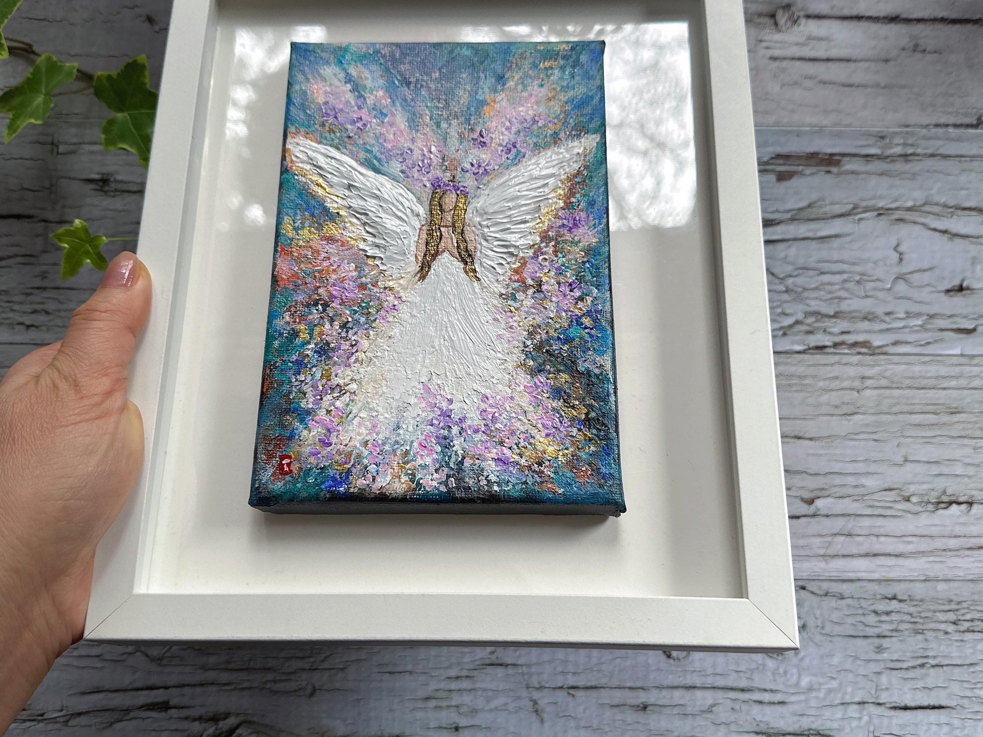 Original Angel Painting - Floral Burst Wings, Guardian Angel Wall Art