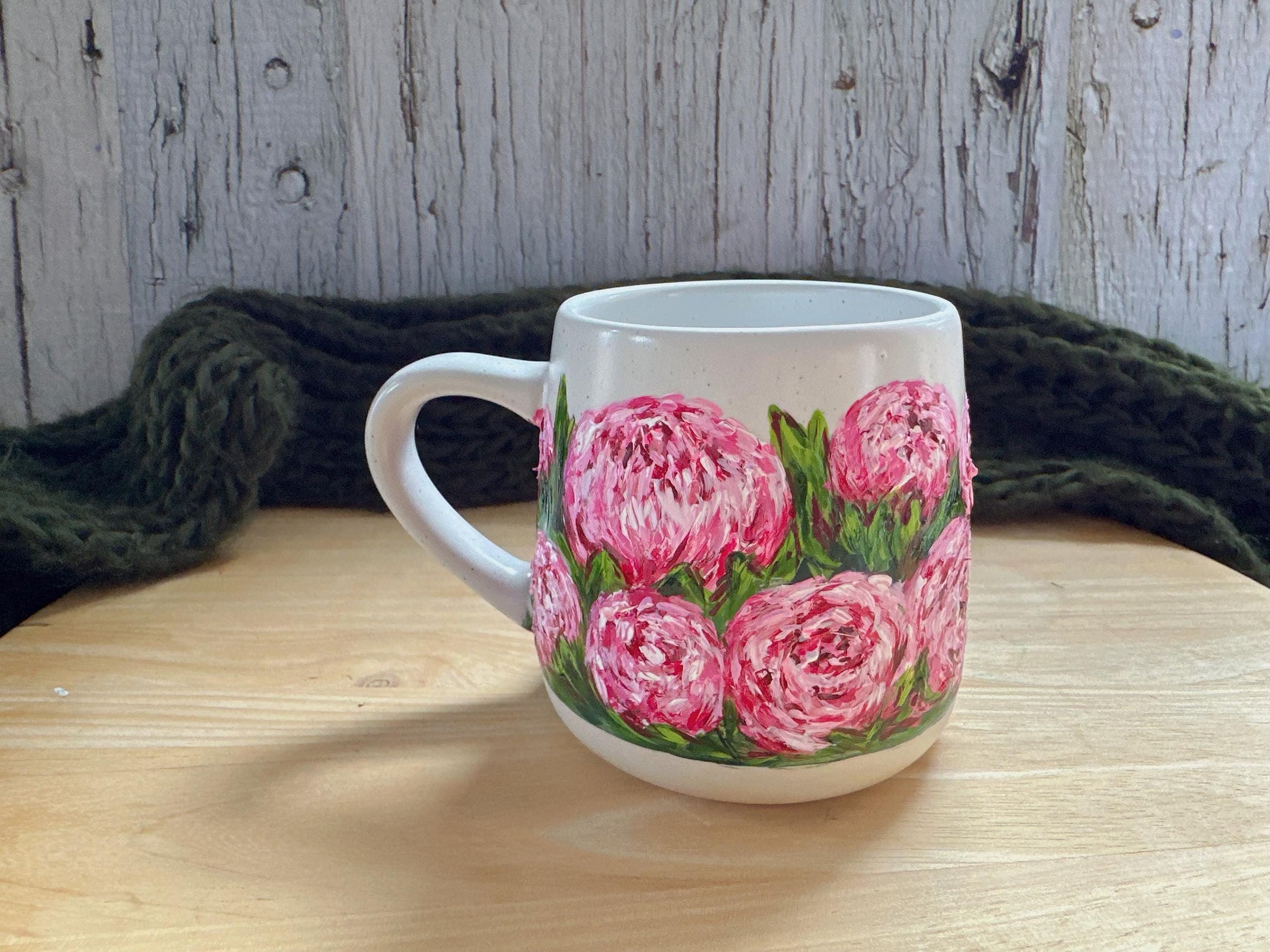 Hand Painted Peony  Mug, Custom Flower Mug, Pink Peony Mug, Peony Lover Gift, Personalized Name Cup, Gift for Mom, Teacher, Sister, Grandma