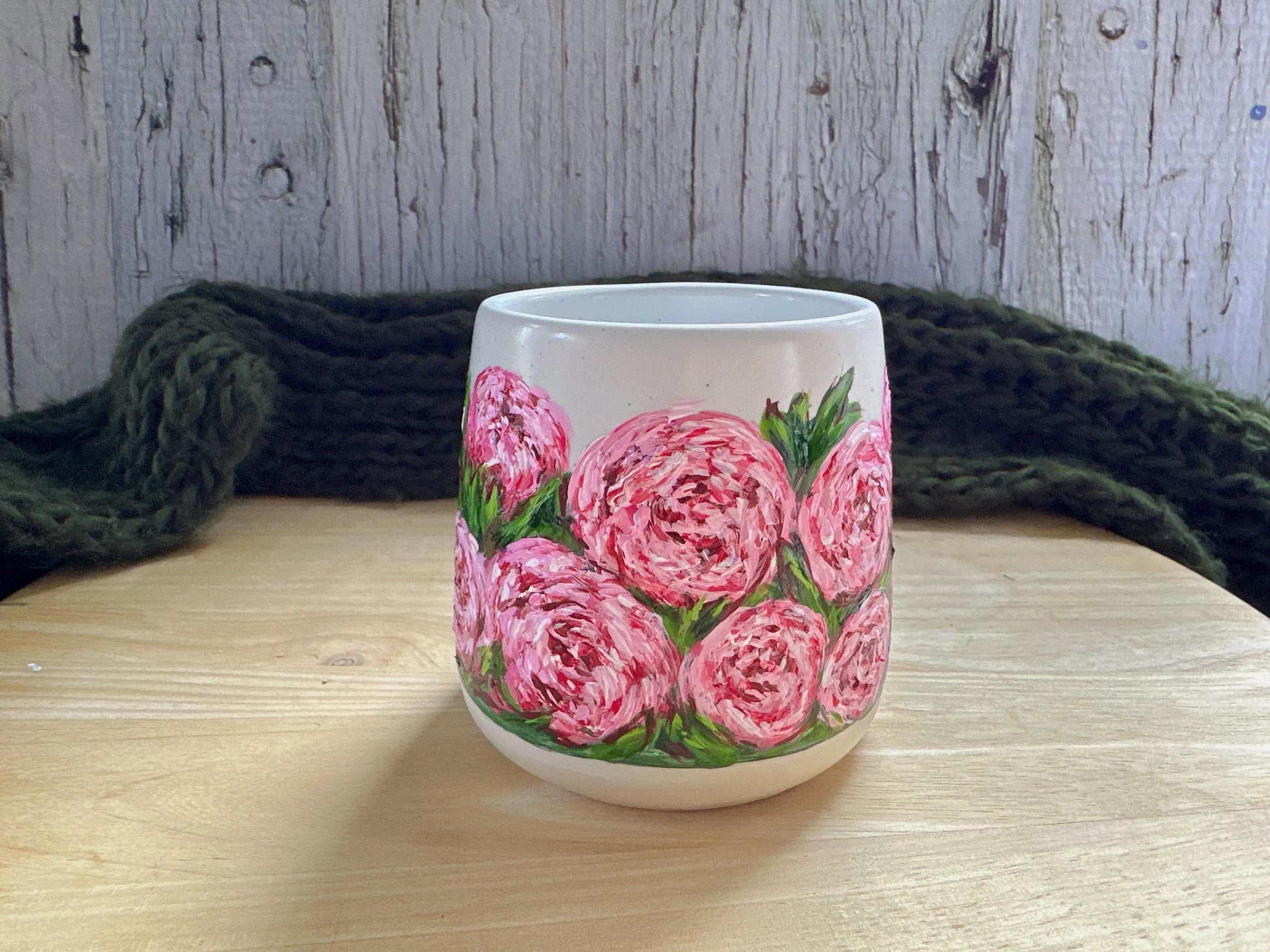 Hand Painted Peony  Mug, Custom Flower Mug, Pink Peony Mug, Peony Lover Gift, Personalized Name Cup, Gift for Mom, Teacher, Sister, Grandma