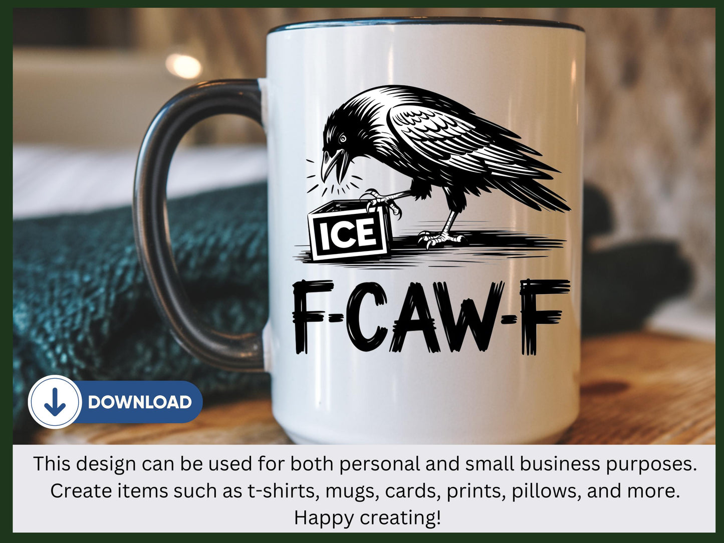 Digital F Caw F Ice PNG, Black Raven, Anti ICE, Protest, No Ice, Resistance, Immigration Justice, Anti Racist, Civil Rights,  ICE Out