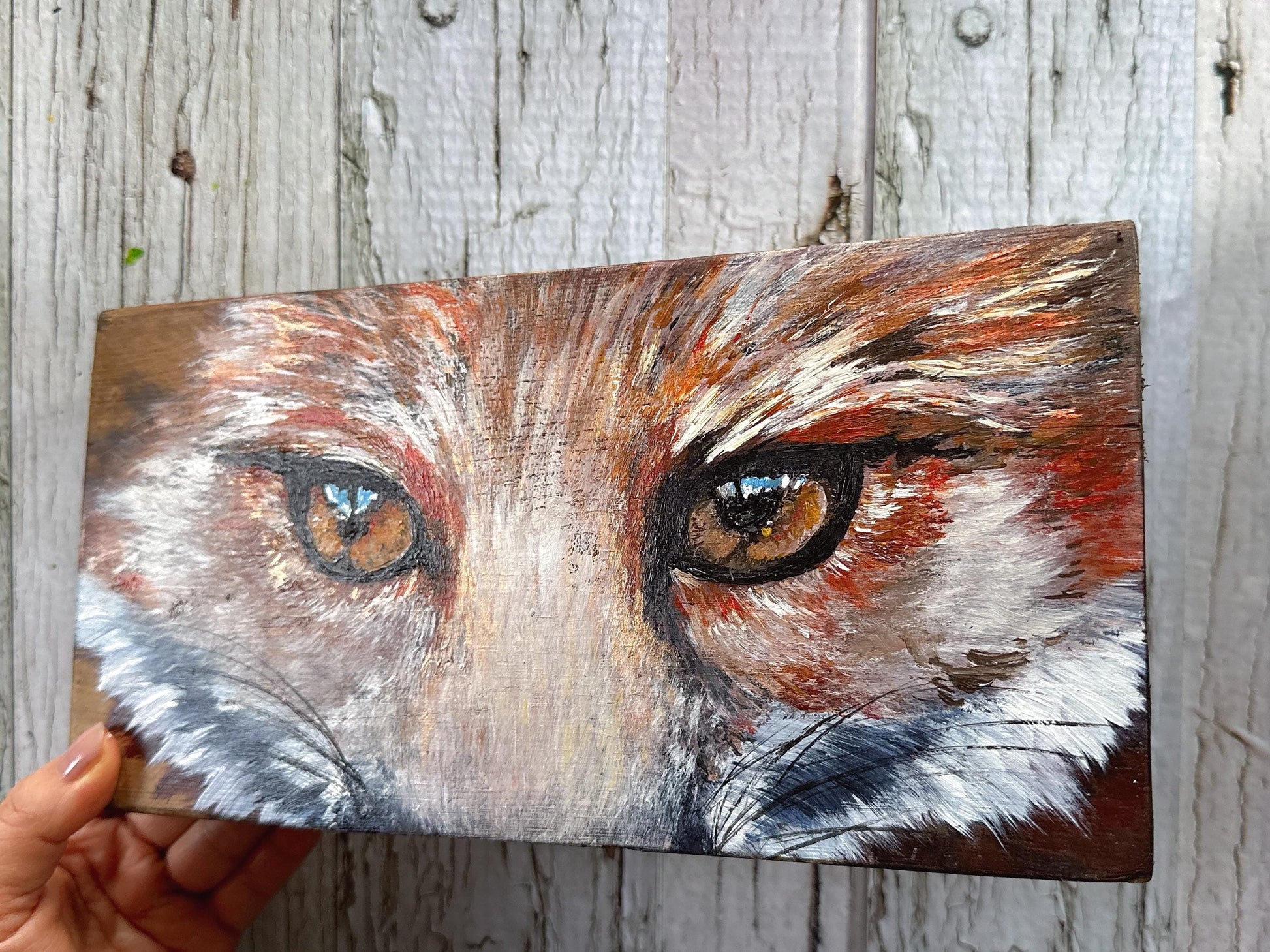 Fox Painting on Wood, Cabin decor, Cabin wall decor, Cottage decor, Farmhouse decor, Fox lover gift, Woodland wall decor, Woodland art