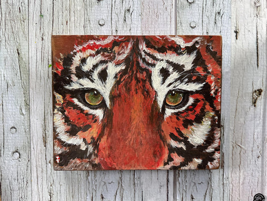 Tiger painting on Wood, Tiger art, Tiger artwork, Wild animal painting, Gift for Him, Hunter cabin decor, Animal painting, Wild animal art