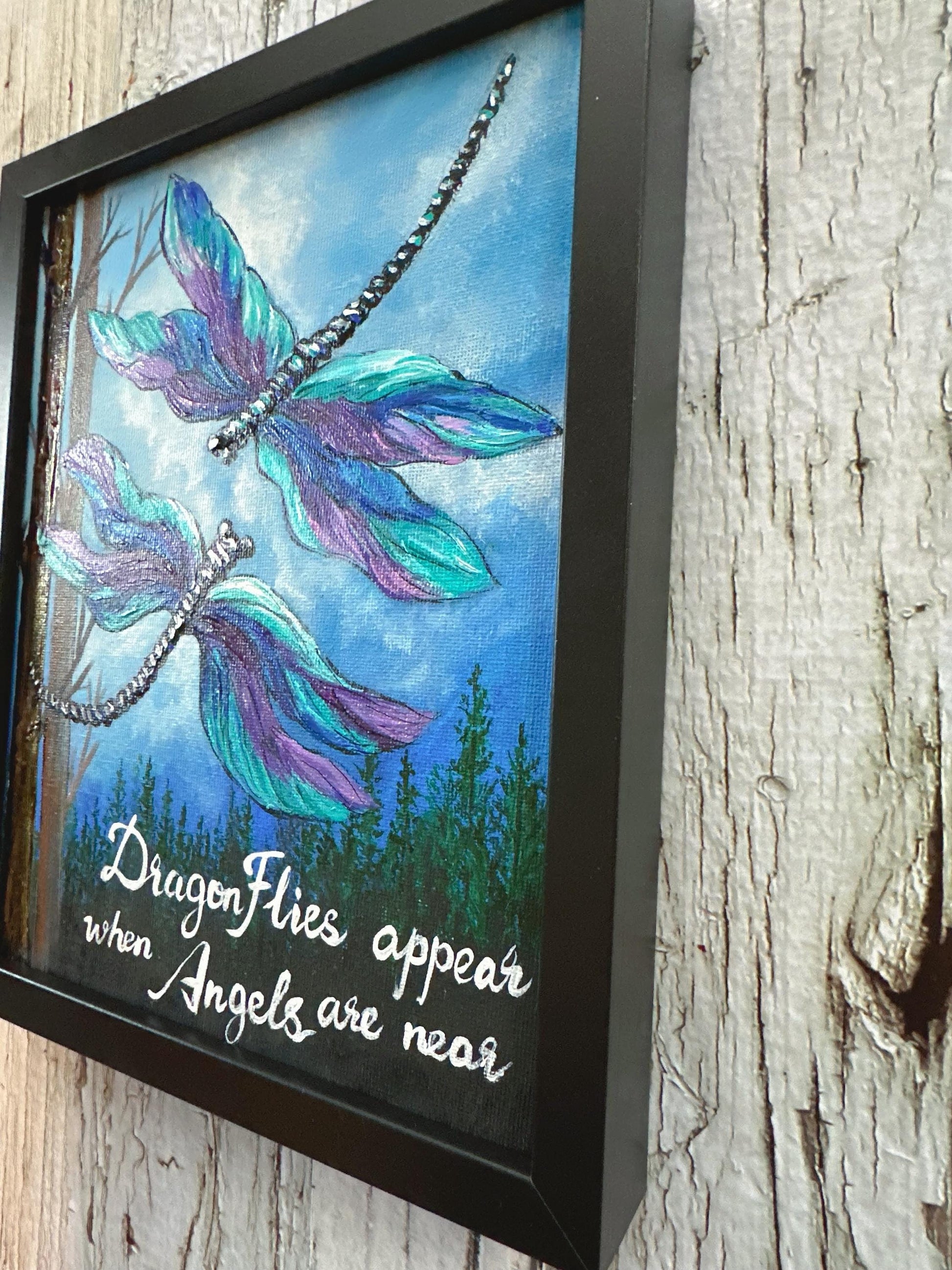 Dragonfly Acrylic Painting: Sympathy Gift, Remembrance Wall Art
