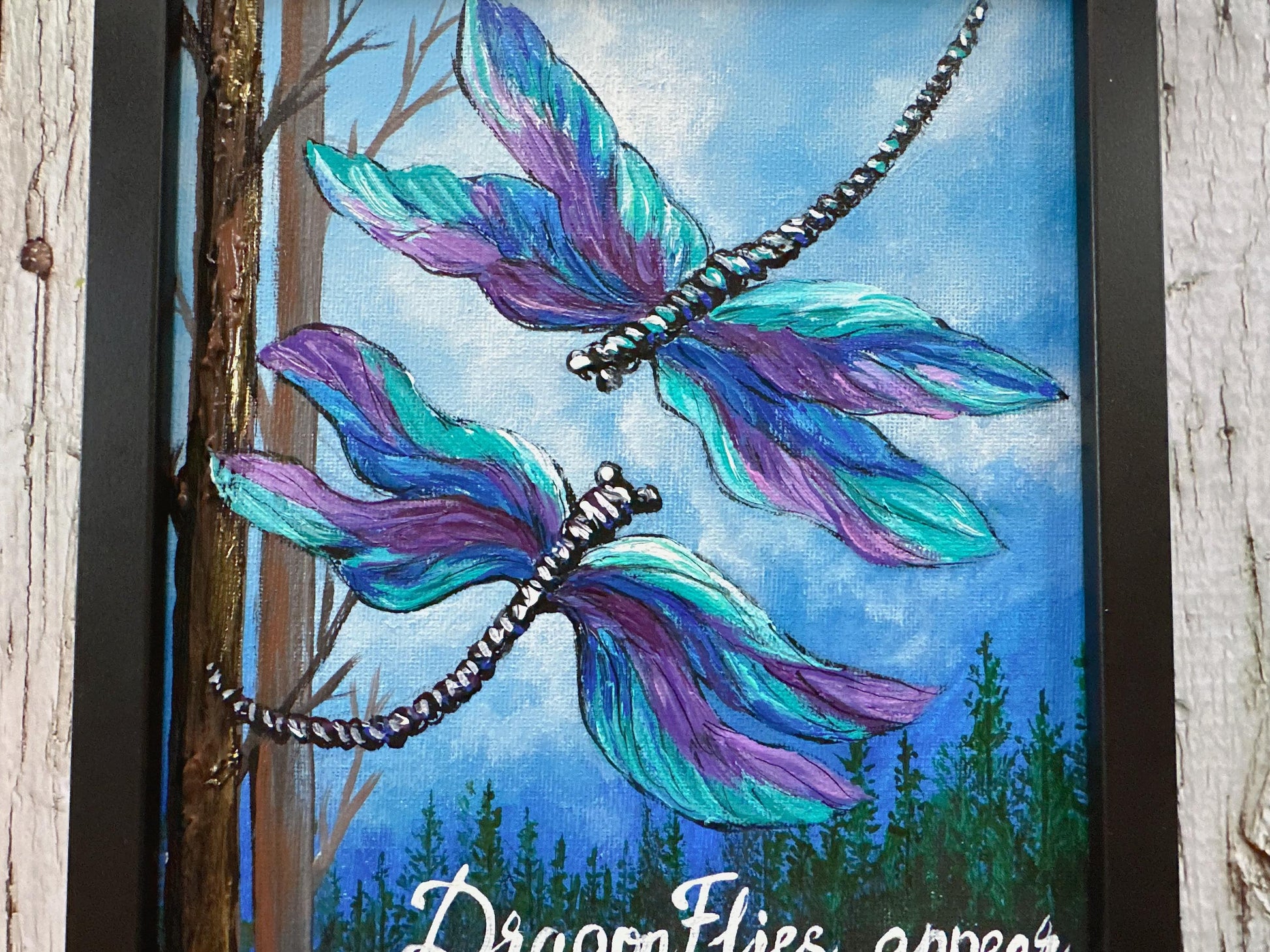 Dragonfly Acrylic Painting: Sympathy Gift, Remembrance Wall Art