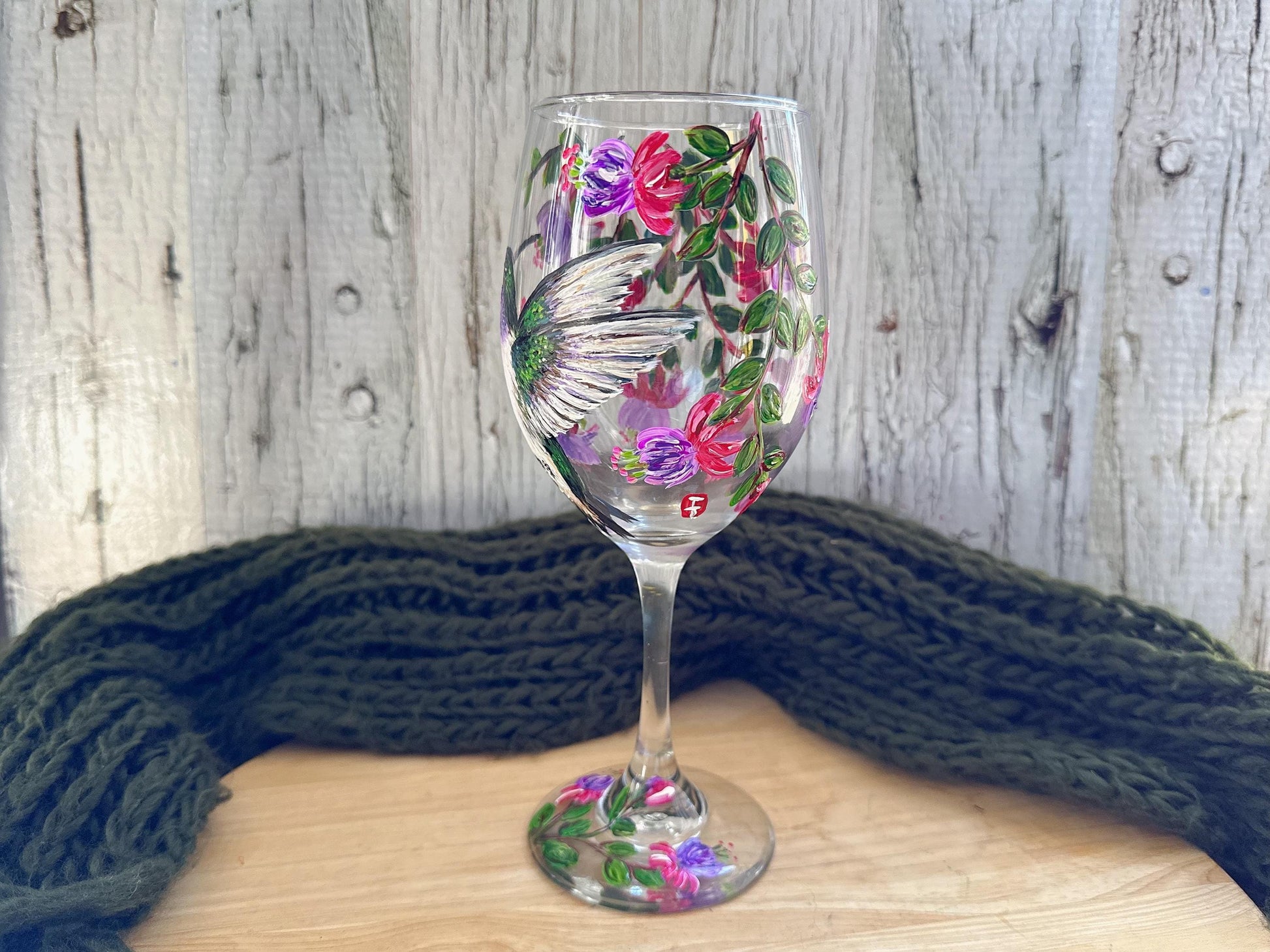 Hand Painted Hummingbird Wine Glass: Personalized Bird Lover Gift